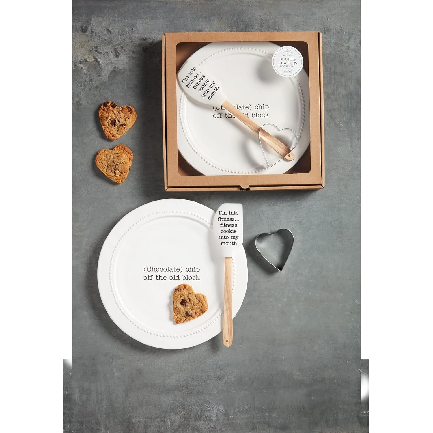 Mud Pie Circa – Juego de platos para galletas, blanco, plato de 12 pulgadas de diámetro, espátula de 12 pulgadas, cortador de 3 x 3 pulgadas