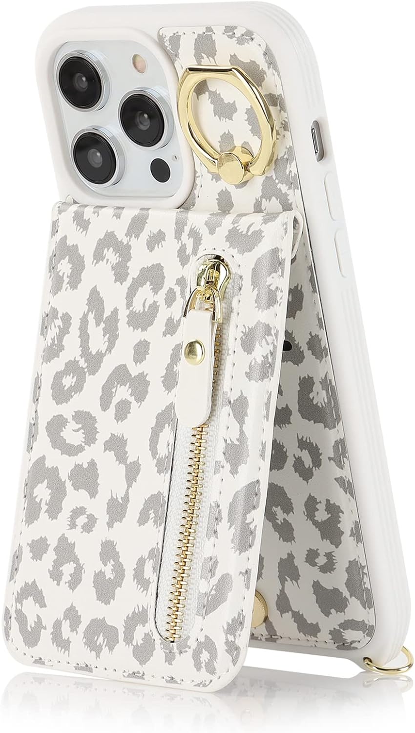 Jaorty Funda para iPhone 13 Pro para mujer con tarjetero, funda para iPhone 13 Pro con correa, funda cruzada con ranuras para tarjetas de crédito,