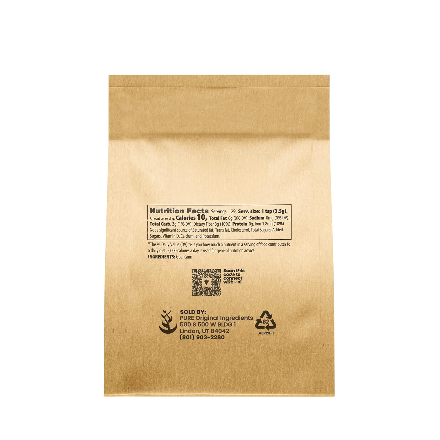 Pure Original Ingredients Goma de guar (1 libra) de guar, grado alimenticio, sin gluten