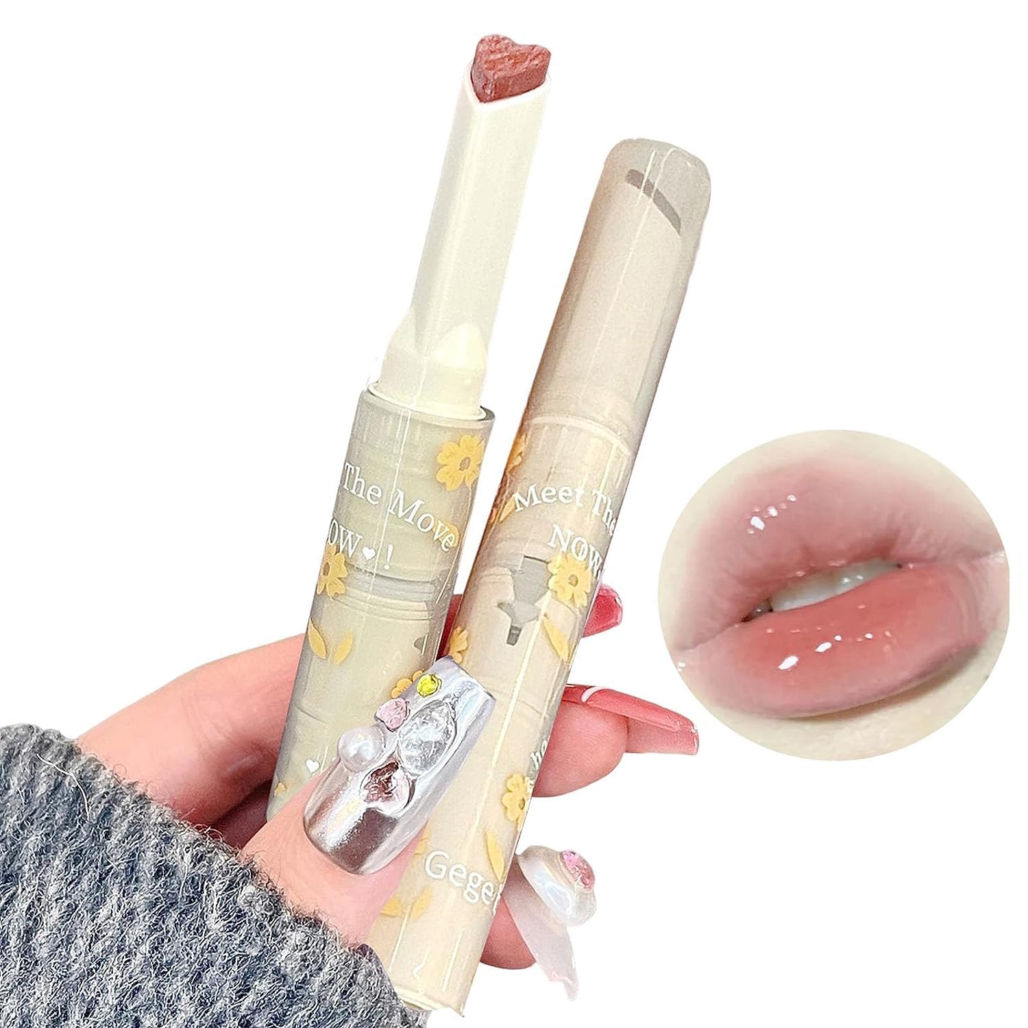 Lápiz labial Heart Jelly, brillo de labios en forma de corazón, bálsamo fundido tintado, esmalte labial hidratante de larga duración, maquillaje de