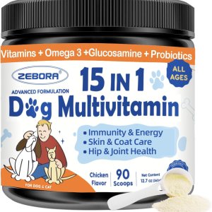 Polvo multivitamínico para perros con glucosamina, vitaminas para perros y suplementos para apoyo inmunológico, suplemento para la piel y el pelaje Polvo multivitamínico para perros con glucosamina, vitaminas para perros y suplementos para apoyo inmunológico, suplemento para la piel y el pelaje
