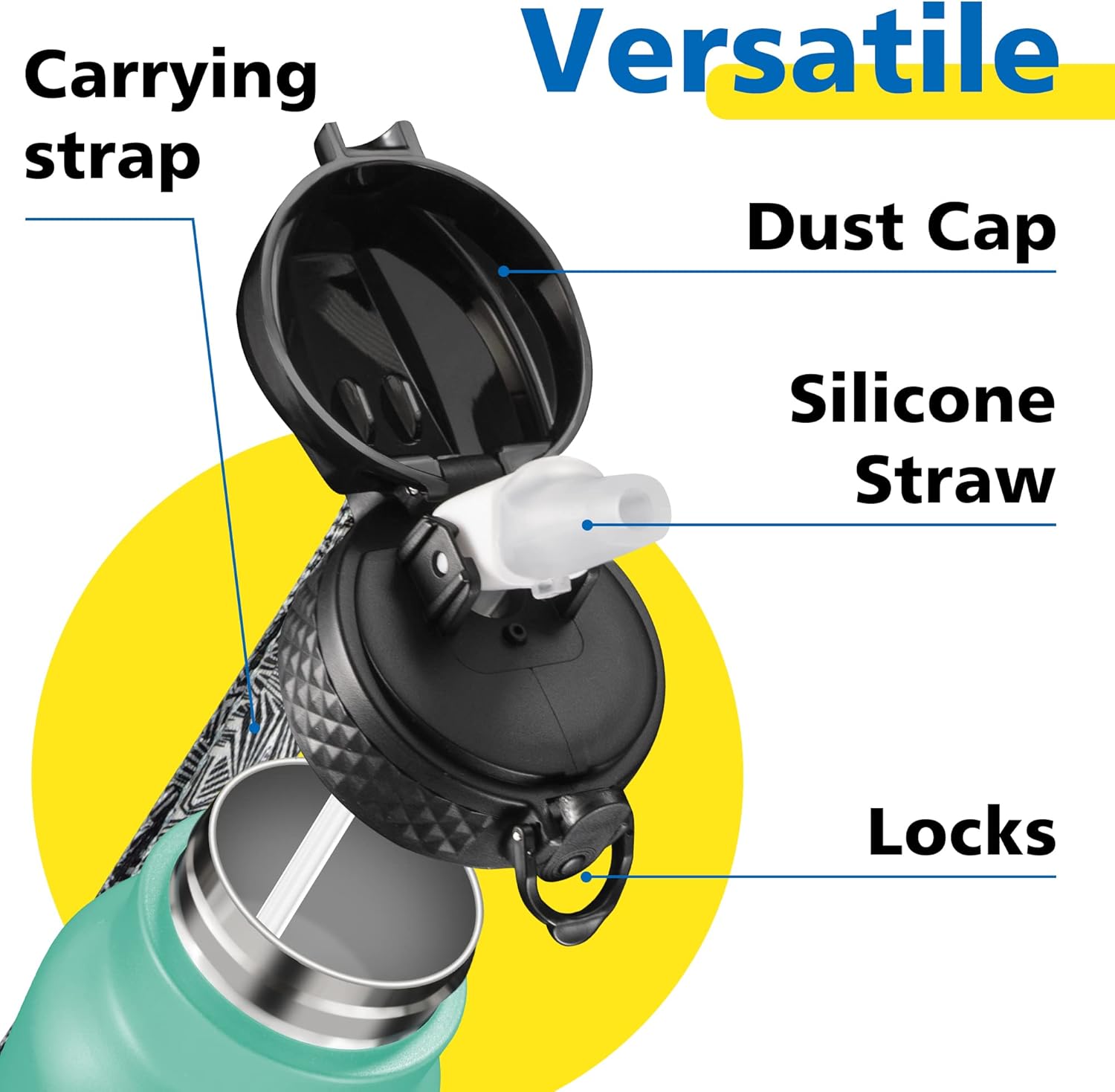 Han’s Bottle Botella de agua para niños con tapa con pajilla, vaso reutilizable de acero inoxidable aislado para niños pequeños, niñas, niños, taza