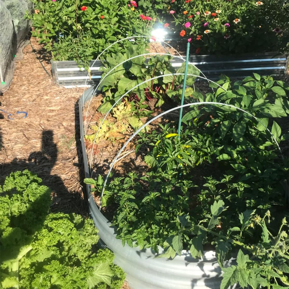 Aros de invernadero para jardín para cama elevada, 6 aros de túnel de cultivo, marco de soporte de fibra de vidrio de 7 pies de largo, estacas de