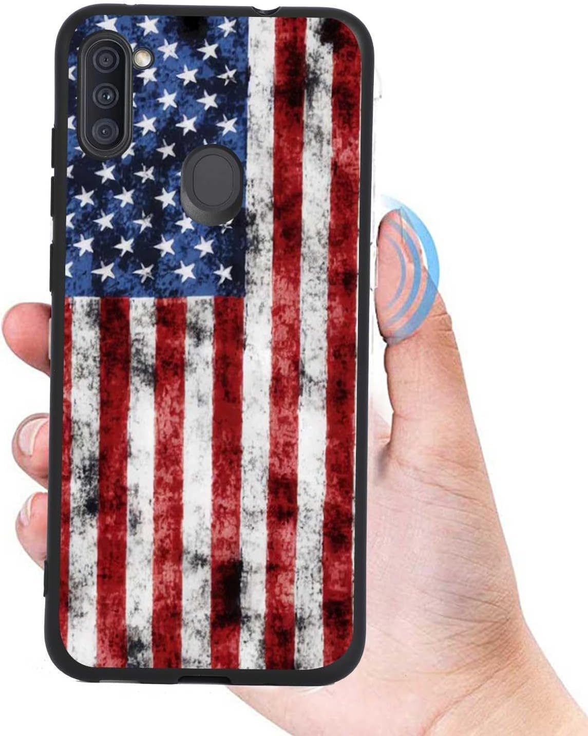 Funda compatible con Samsung Galaxy A11, diseño retro de soldado veterano de la bandera estadounidense para Samsung para hombres y mujeres, funda de