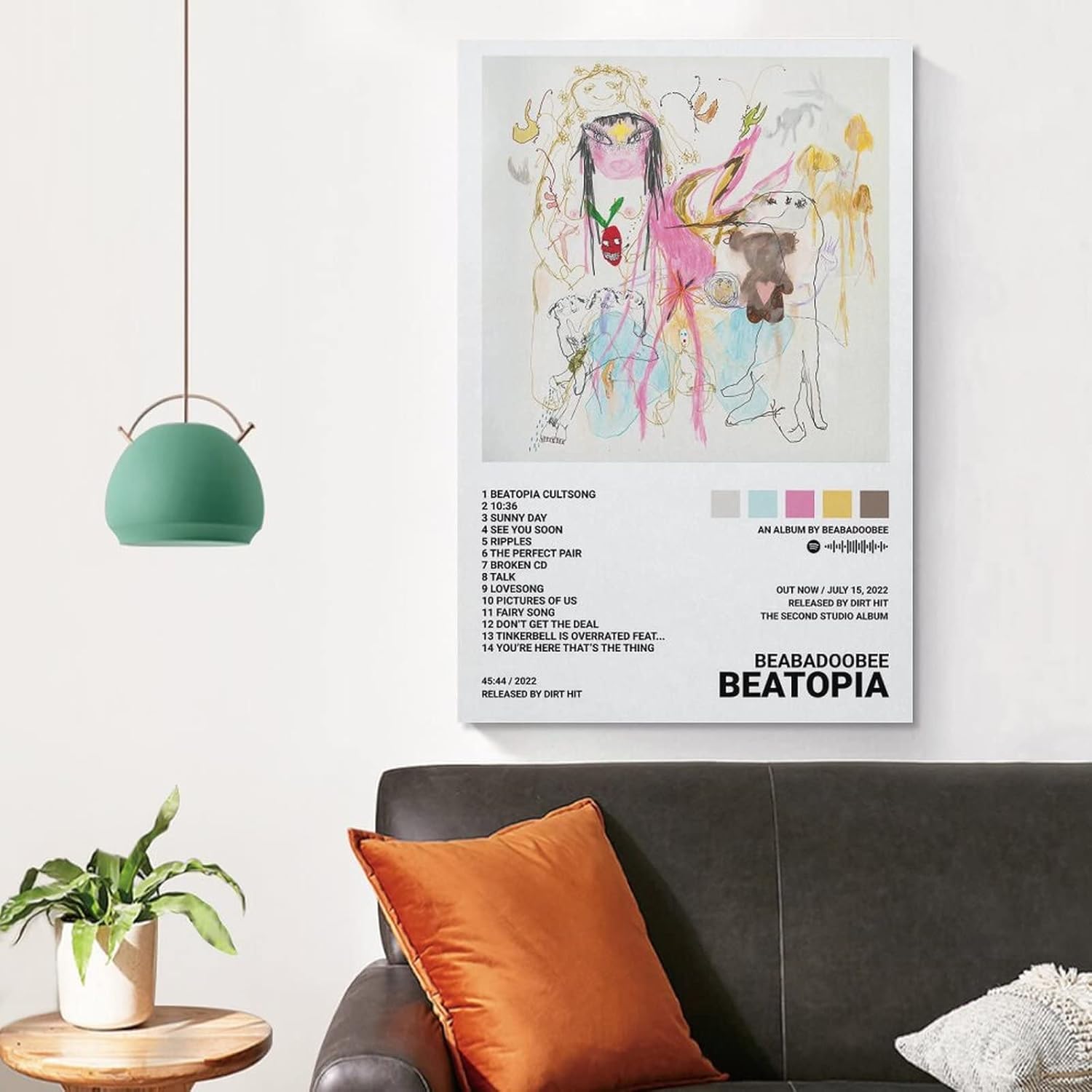 Beabadoobee Beatopia 2022 – Póster de lienzo decorativo para pared, pintura artística para sala de estar, dormitorio, regalo, sin marco, estilo sin