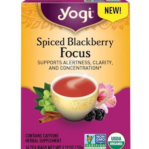 Yogi Té especiado Blackberry Focus Tea  16 bolsas de té por paquete (6 paquetes)  Té orgánico de mora para concentración con cafeína  Incluye hoja Yogi Té especiado Blackberry Focus Tea  16 bolsas de té por paquete (6 paquetes)  Té orgánico de mora para concentración con cafeína  Incluye hoja