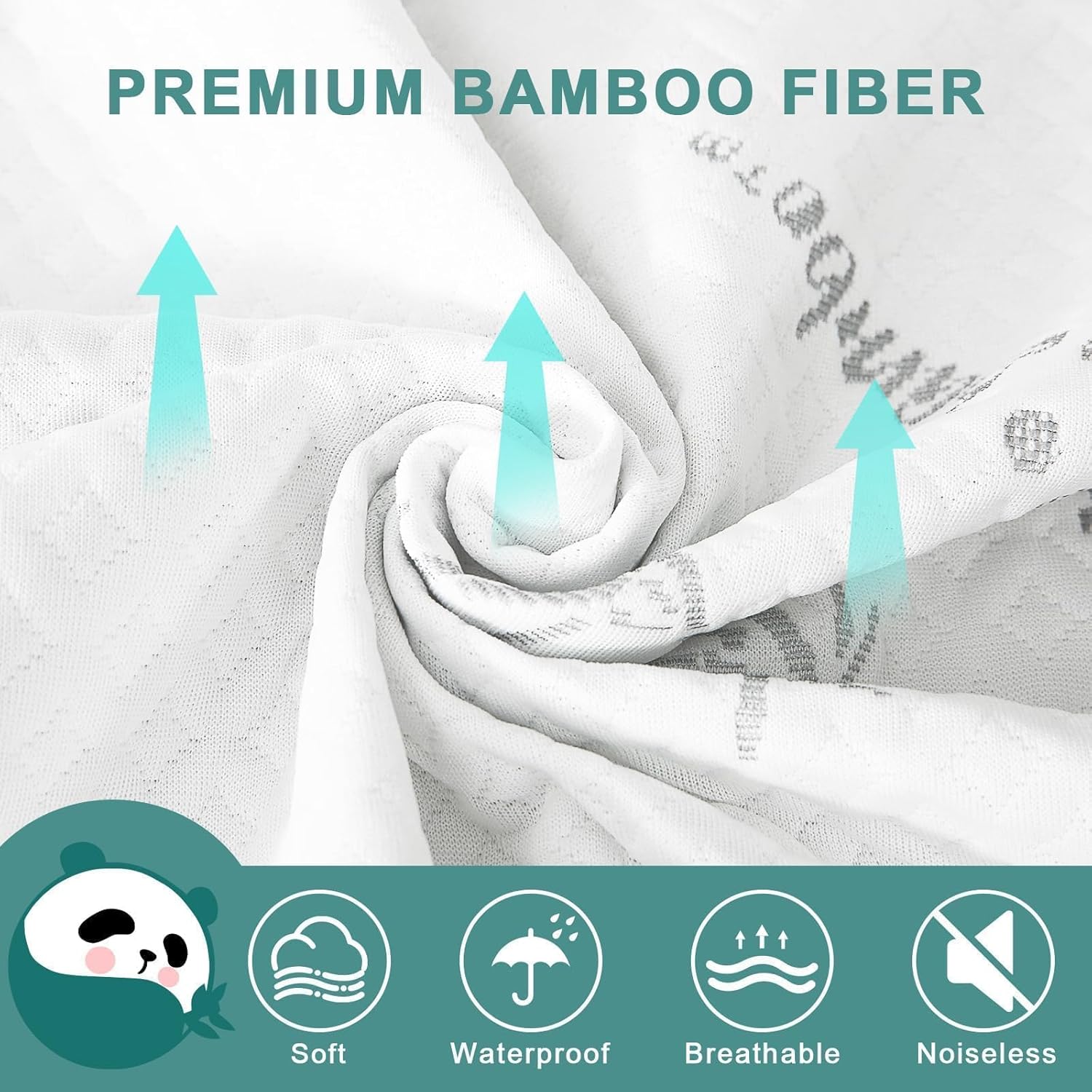 Protector de colchón tamaño individual, protector de colchón de bambú impermeable, transpirable y silencioso con bolsillo profundo de 8-21 pulgadas,