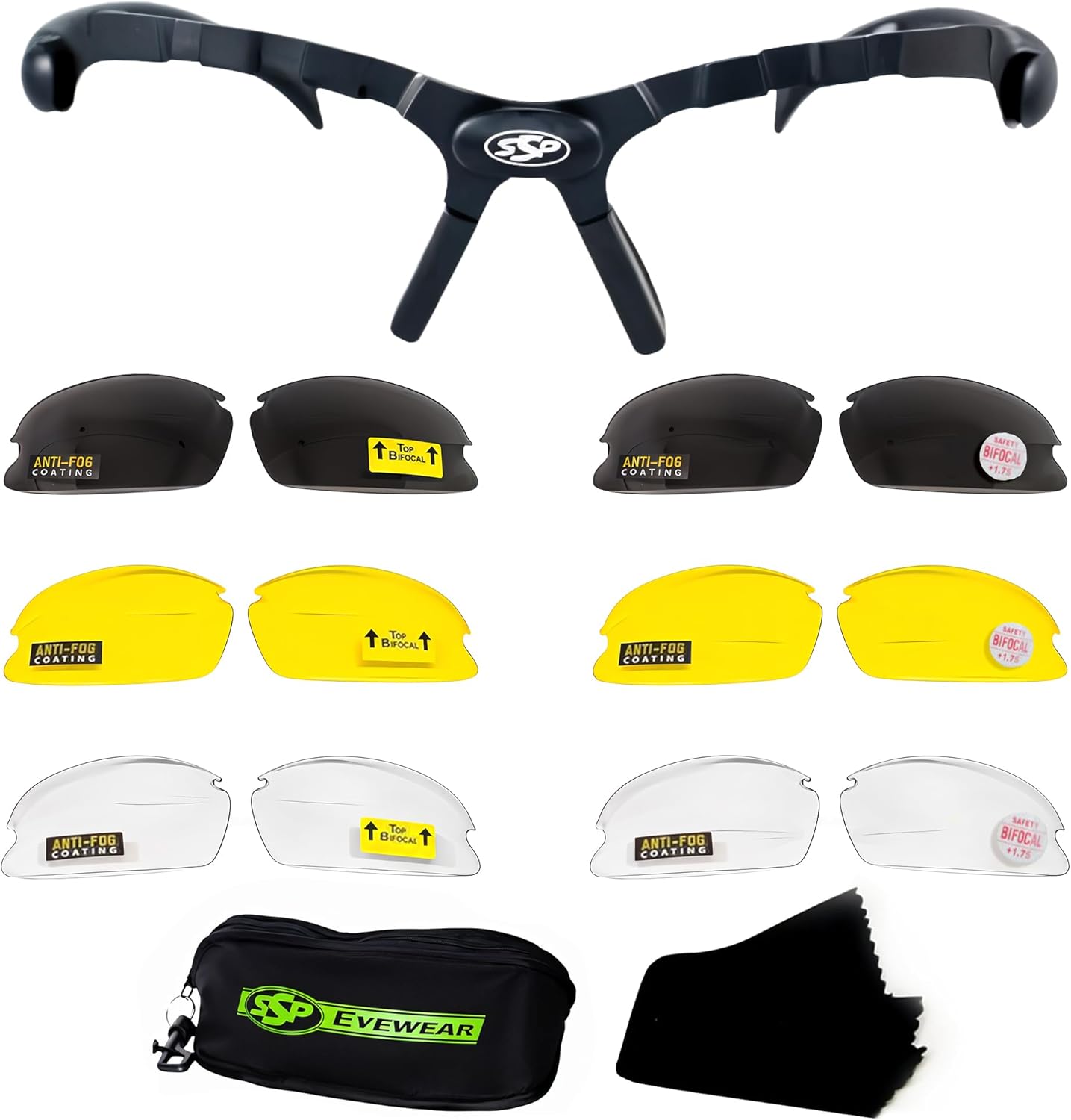 SSP Eyewear Top Focal Ultra Tactical Safety Shooting Glasses, HD A-Eye NVRfog Lenses