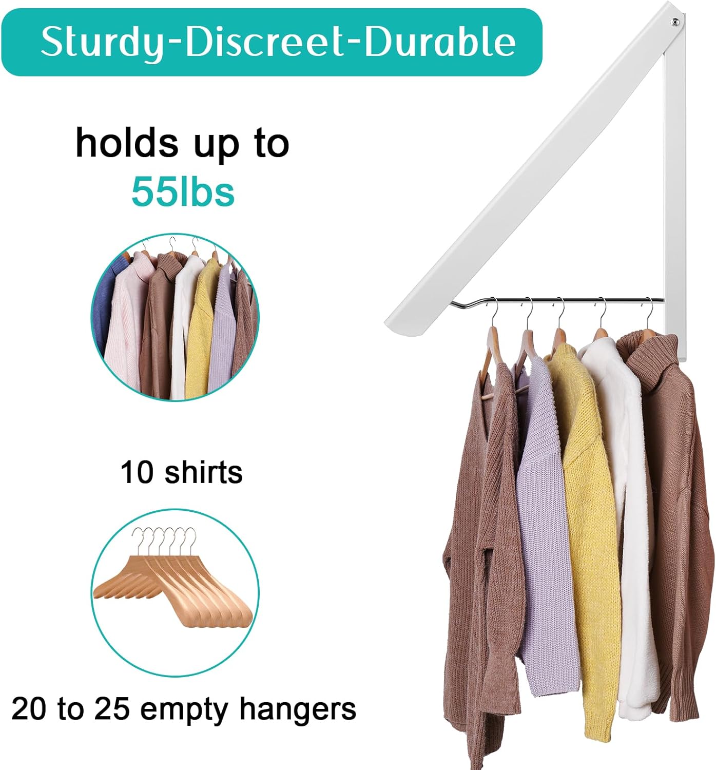 4 piezas de tendedero plegable para colgar en la pared, perchero retráctil de aluminio, perchas de pared plegables para ropa, ahorro de espacio,