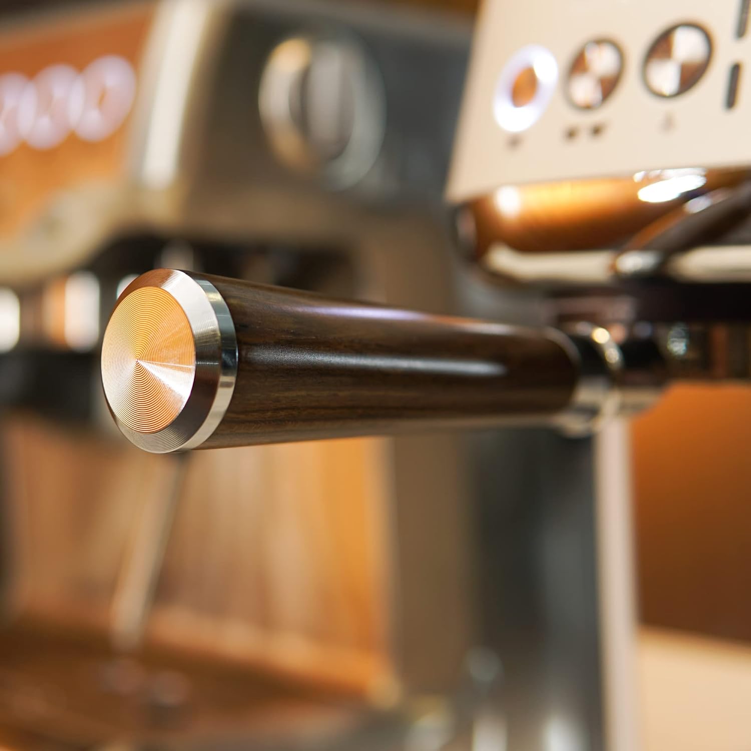 Portafiltro sin fondo de 2.126in, portafiltro de 2.126in, madera maciza más oscura, filtro de cesta de acero 304 para Breville Barista Express,