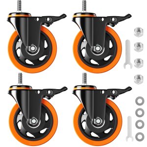 Ruedas giratorias de 4 pulgadas, 2200 libras, juego de ruedas de vástago roscado de alta resistencia, 12″-13 x 1″ (diámetro del tornillo 12″, Ruedas giratorias de 4 pulgadas, 2200 libras, juego de ruedas de vástago roscado de alta resistencia, 12″-13 x 1″ (diámetro del tornillo 12″,