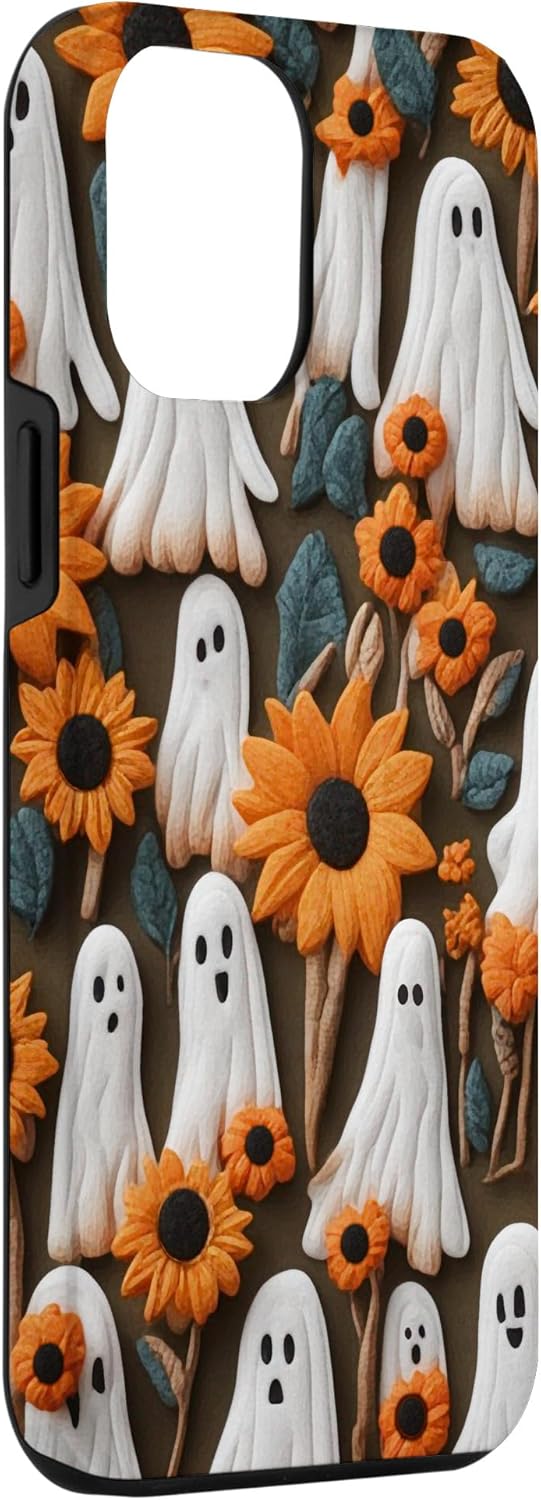 Funda para iPhone 12 Pro Max con diseño floral y diseño de girasoles para Halloween