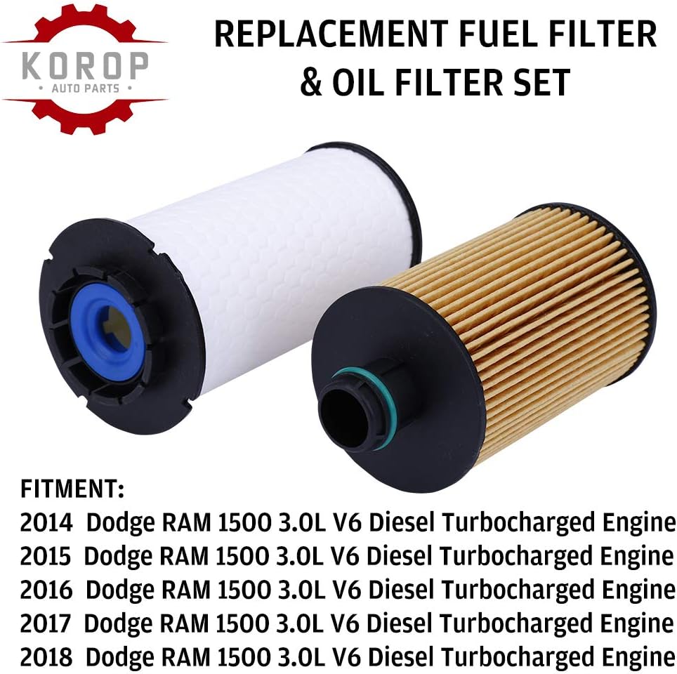 Filtro de combustible diesel 68235275AA y filtro de aceite 68229402AA, se adapta a Dodge RAM 1500 3.0L V6 motor diesel turboalimentado 2014 2015