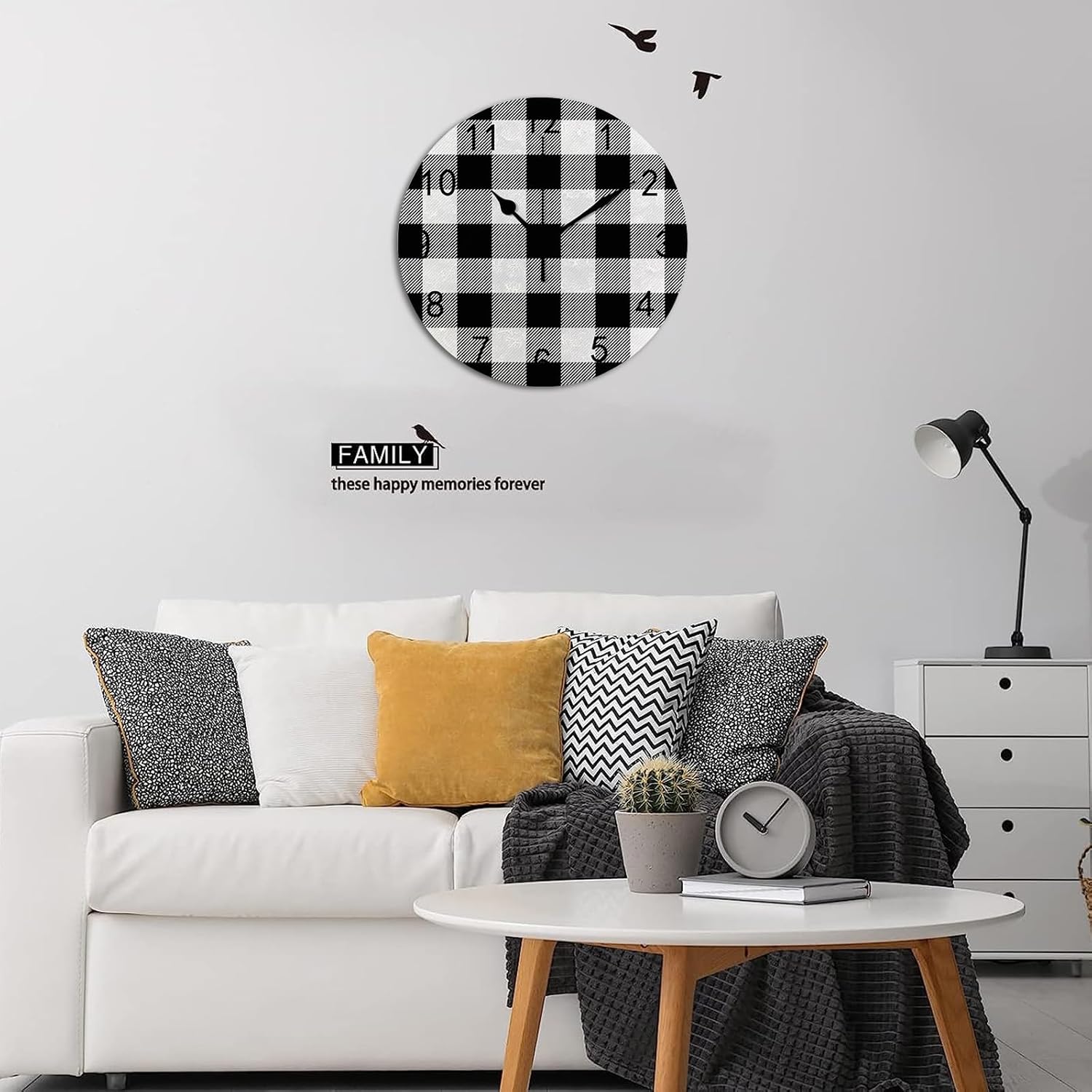 SJJ Reloj de pared moderno y simple para interiores, 10 pulgadas, sin tictac, decorativo, para dormitorio, sala de estar, oficina