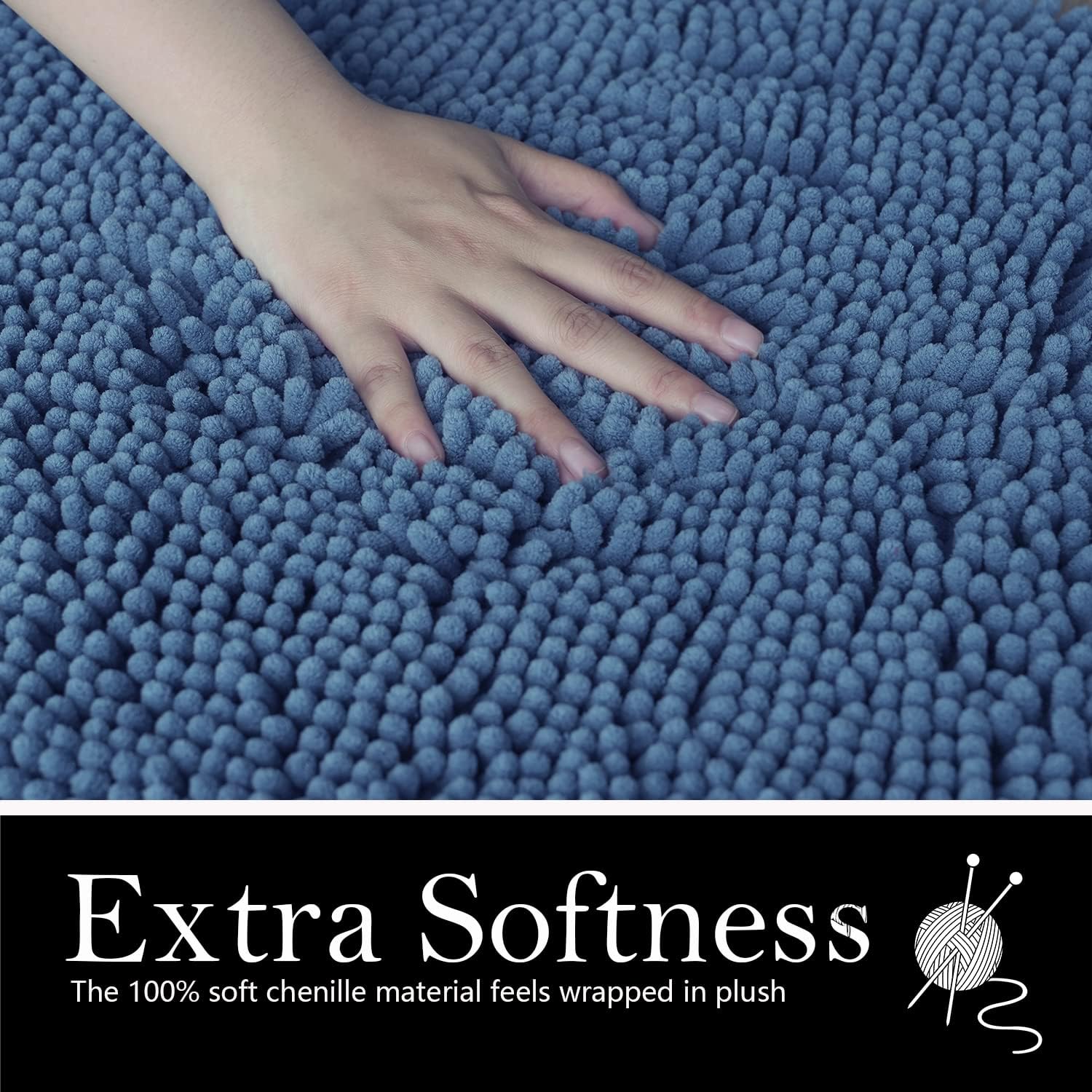 AINAHYVA Alfombras de baño de felpilla, superabsorbentes, parte trasera de PVC fuerte antideslizante, tapetes de baño para baño, felpa peluda,