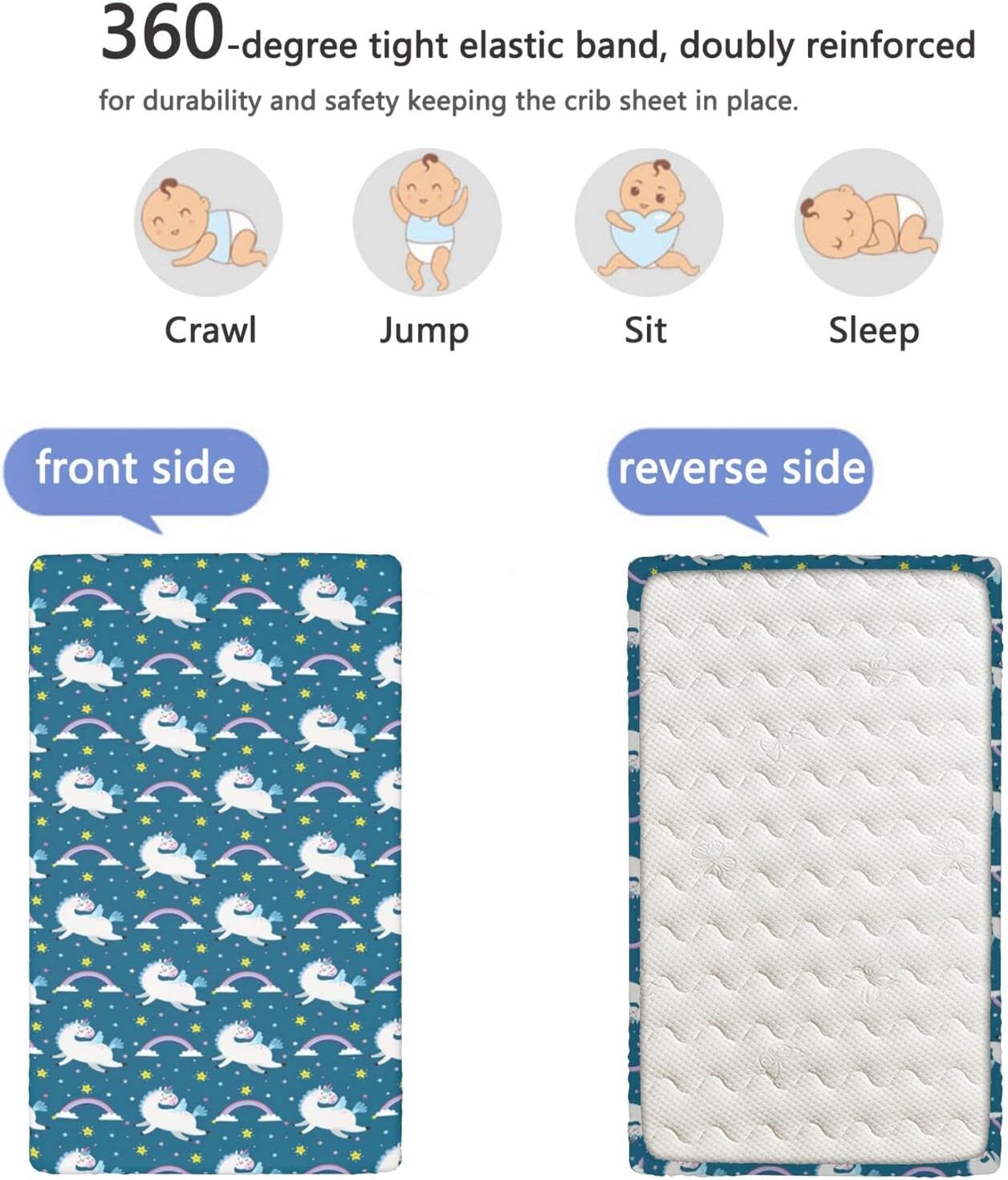 Sábanas bajeras ajustables para cuna con temática de unicornio, sábanas portátiles para cuna, suaves y elásticas, ideal para habitación de niños o