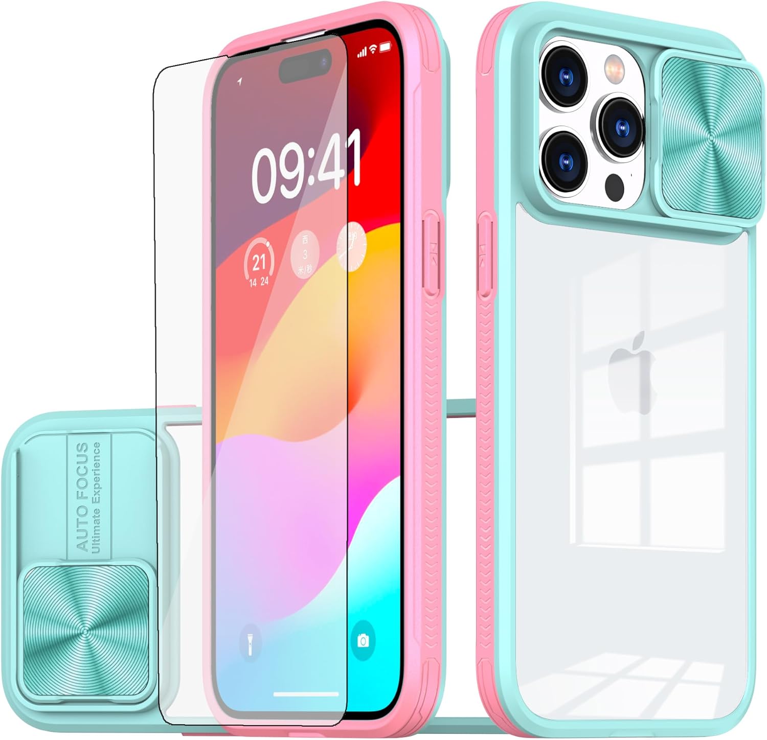 Asuwish Funda para iPhone 15 Pro Max de 6.7 pulgadas con protector de pantalla, protección completa, delgada, transparente, accesorios para celda de