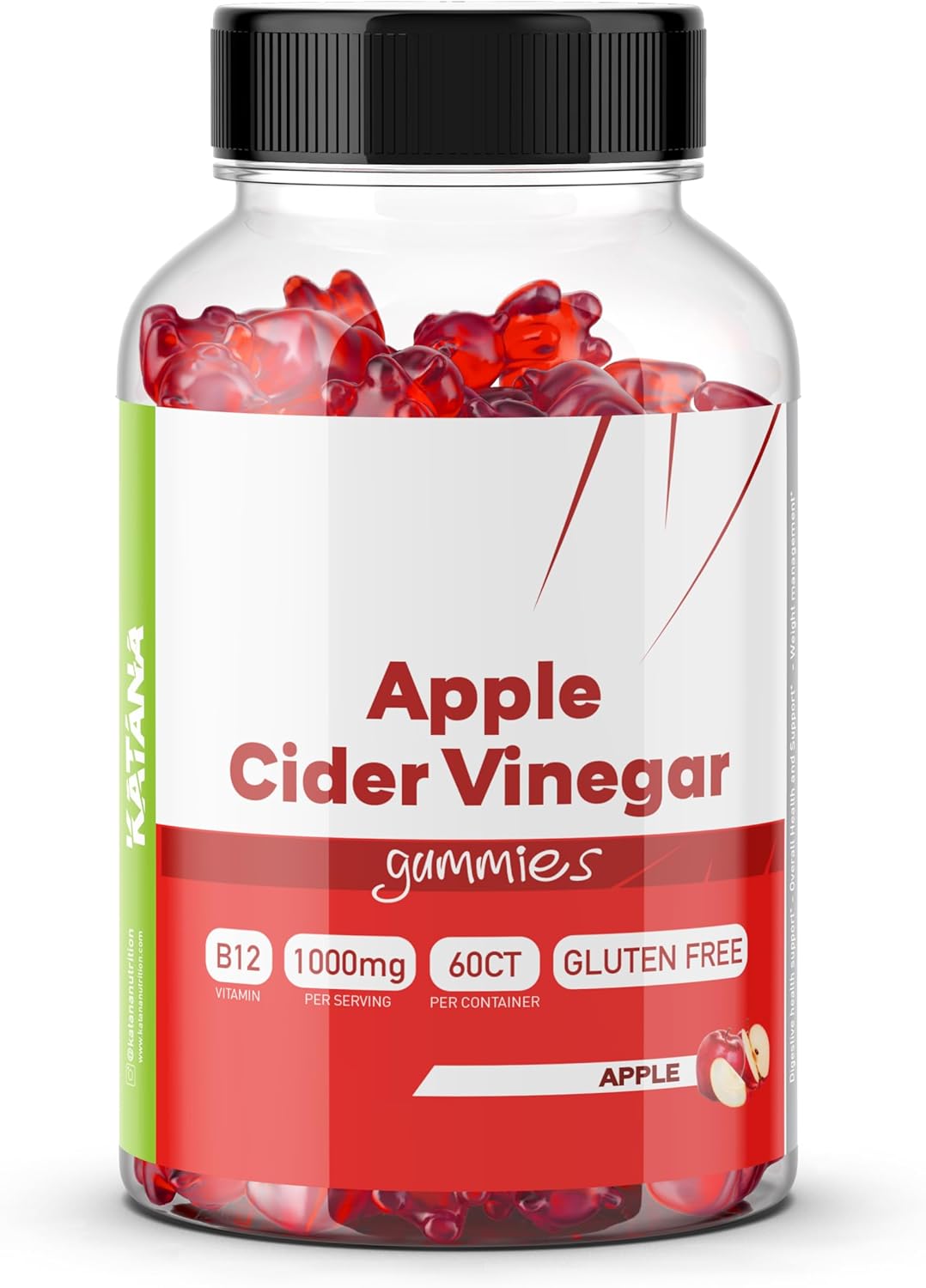 Gomitas de vinagre de sidra de manzana, 60 unidades, B12, veganas, sin gluten