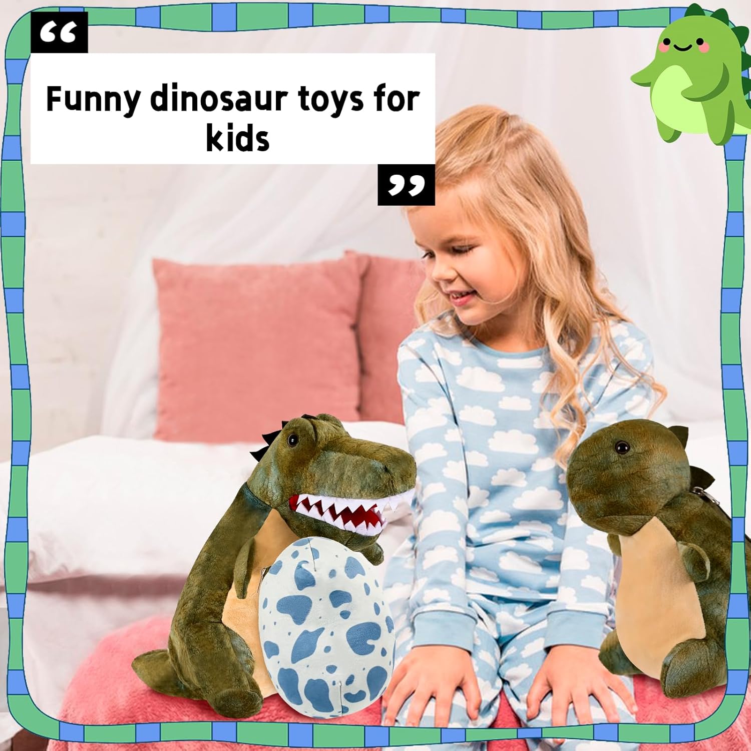 Animal de peluche de dinosaurio, con tres capas de huevos de dinosaurio para decoraciones de Pascua, juguetes de dinosaurio reversibles para niños,