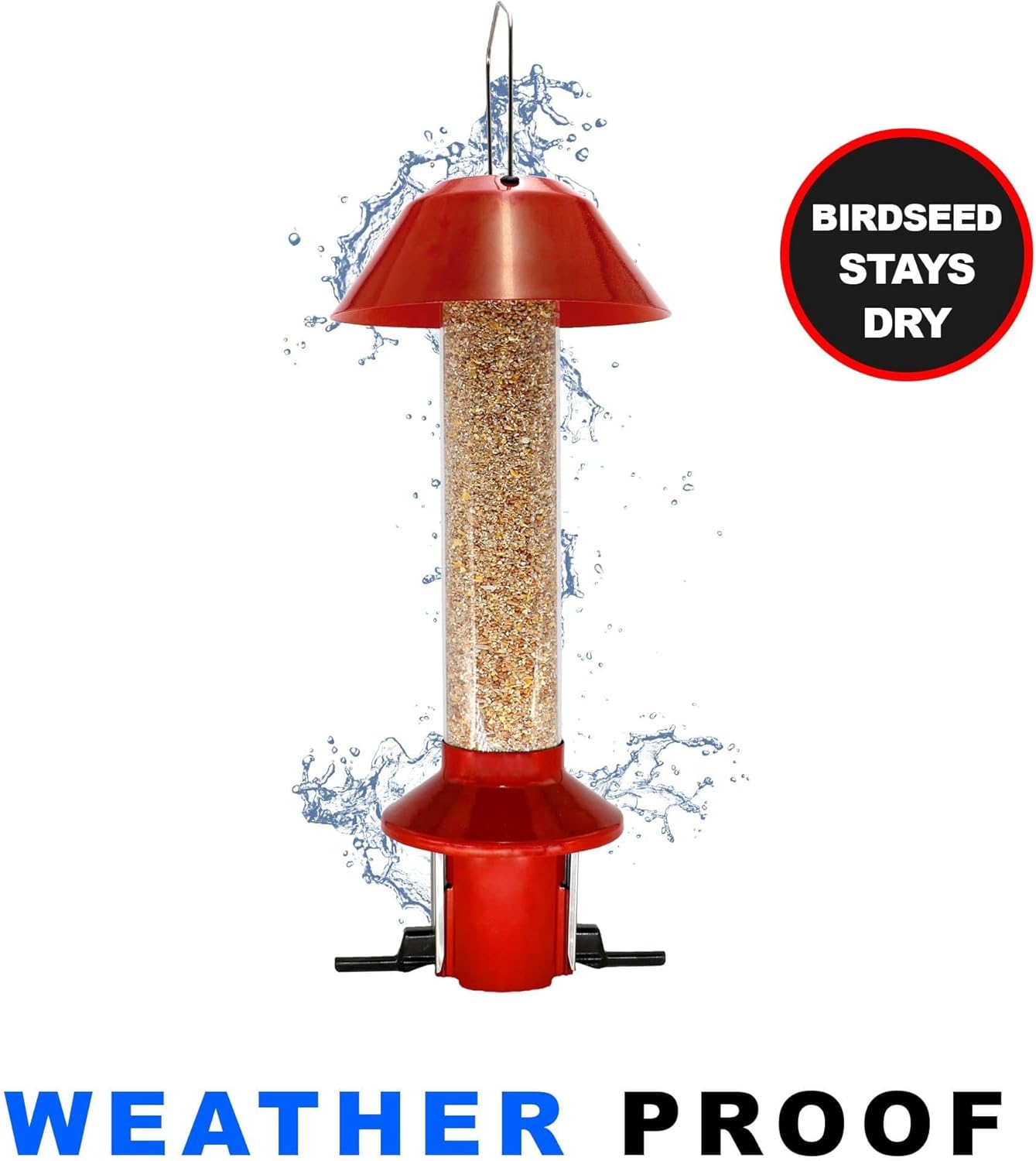 Roamwild PestOff – Comedero cardenal rojo a prueba de ardillas para pájaros, versión de corazón de girasol, semillas mixtas, color rojo, capacidad