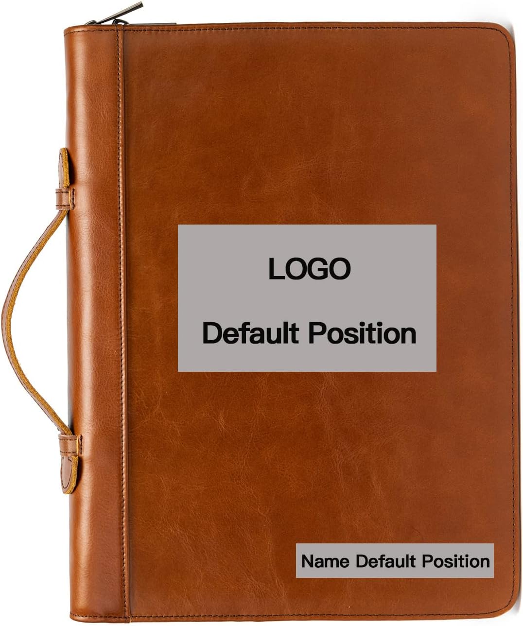 YIWEN Cartera de cuero genuino hecha a mano, con cremallera y carpeta de 3 anillos, organizador profesional de negocios, carpeta de currículum,