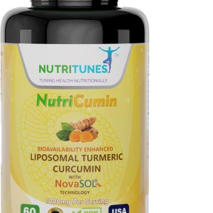 NutriCumin 1000mg Curcumina de cúrcuma liposomal con NovaSOL (60 cápsulas blandas)  para la salud de las articulaciones, sin OMG, certificado GMP y NutriCumin 1000mg Curcumina de cúrcuma liposomal con NovaSOL (60 cápsulas blandas)  para la salud de las articulaciones, sin OMG, certificado GMP y