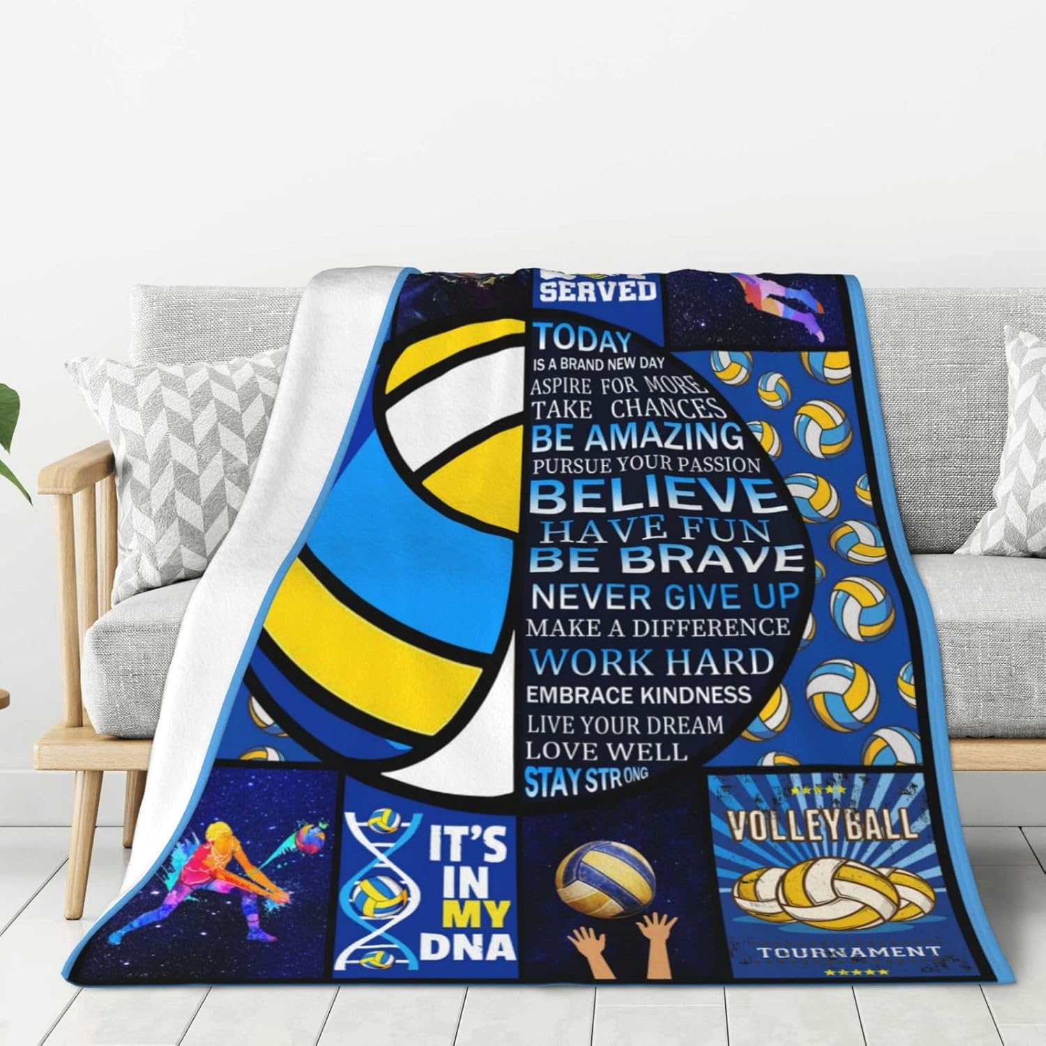 Manta de forro polar de voleibol, tamaño Queen, manta de cama suave, ligera, afelpada, acogedora, microfibra de lujo