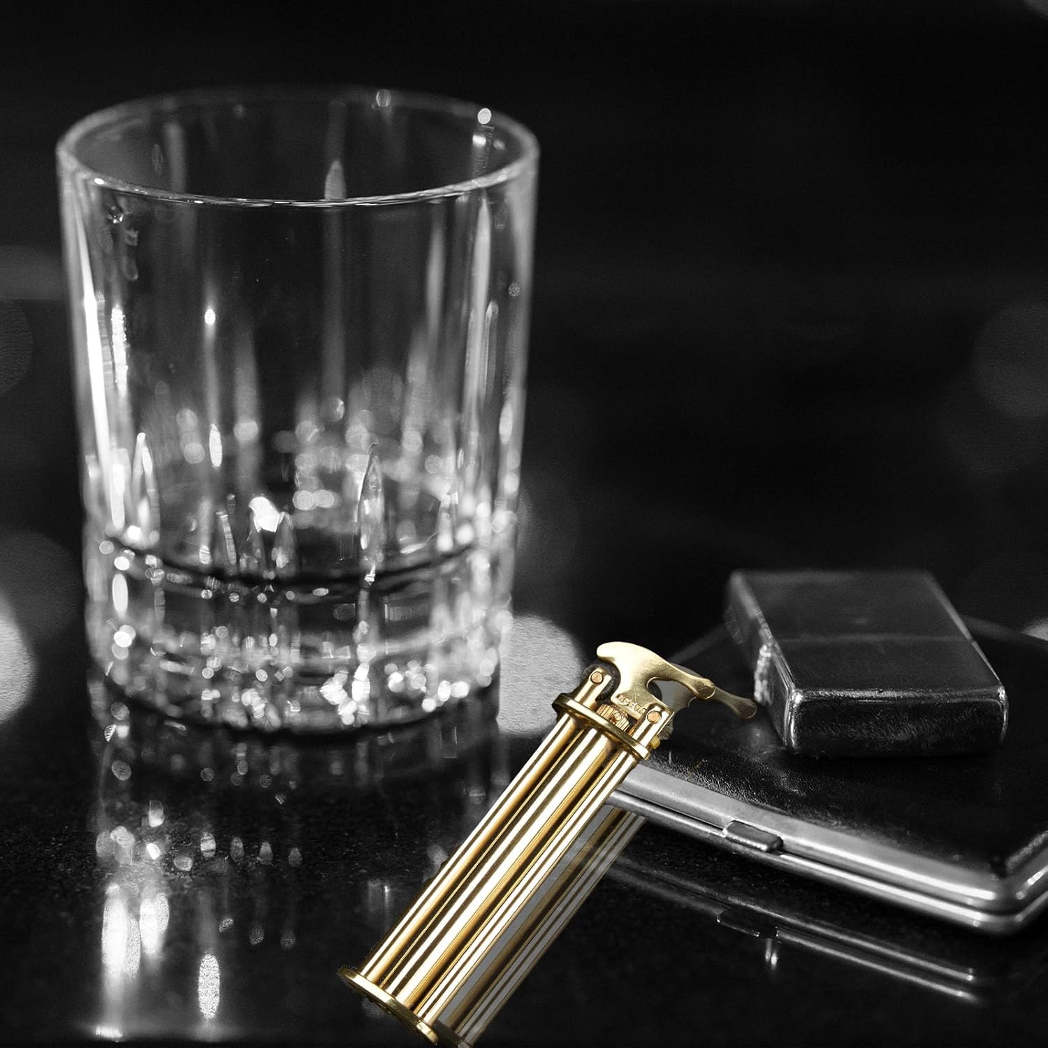 Encendedor de cigarrillos, con llama de antorcha, de butano recargable, resistente al viento, cobre puro, butano no incluido