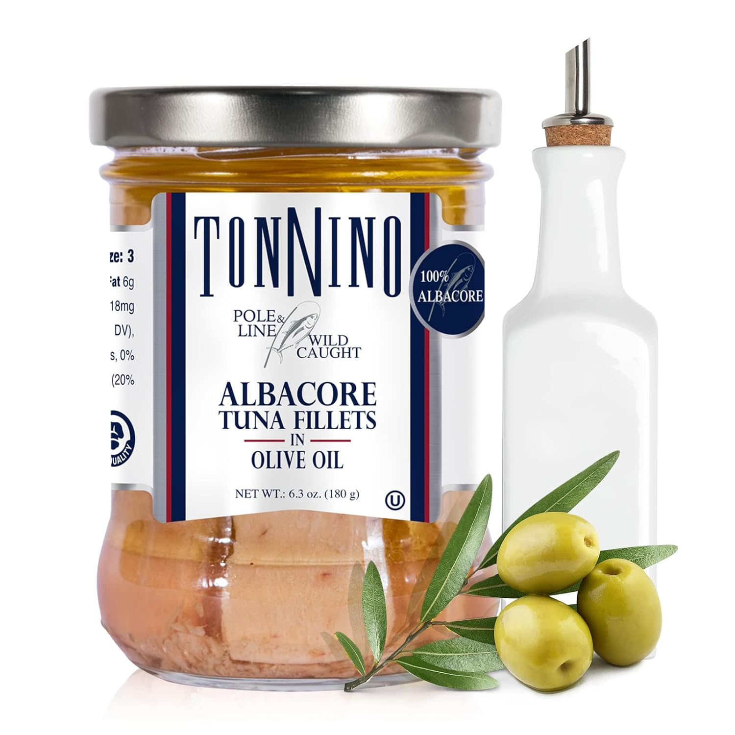 Tonnino Paquete de atún aleta amarilla y albacoa aleta amarilla baja en calorías, sin gluten en aceite de oliva, 6.7 oz (paquete de 6) y palo y