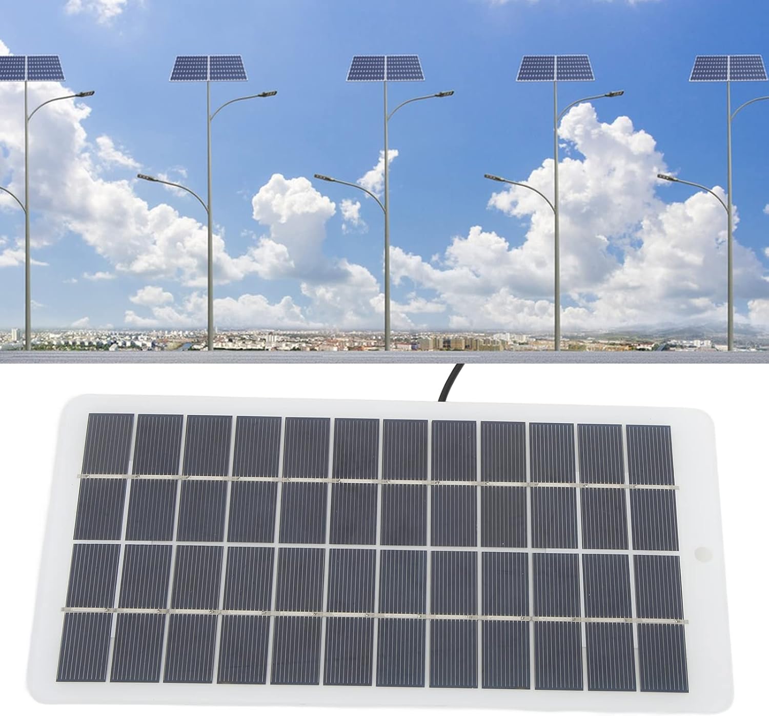Panel solar, alta tasa de conversión portátil de 12 V de silicona policristalina de carga de panel solar, kit de panel solar para luces de
