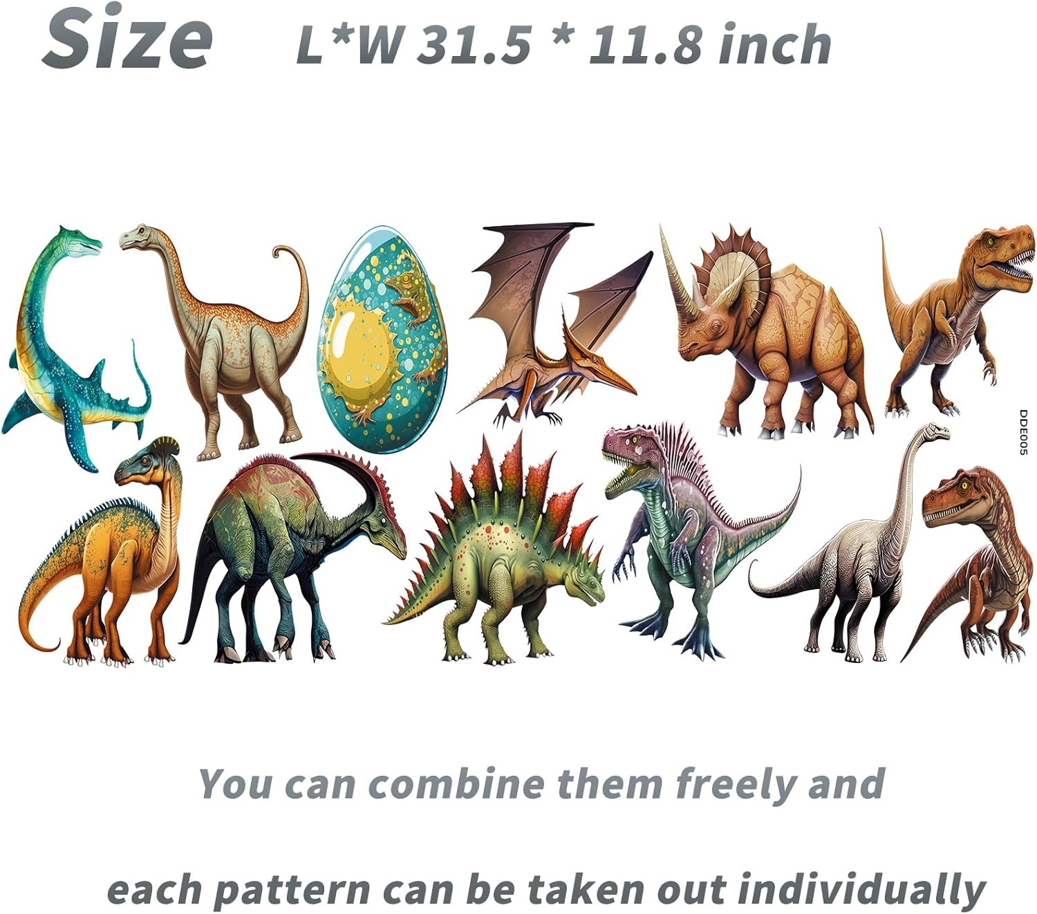 Calcomanías de pared de dinosaurios de dibujos animados, calcomanías de pared de huevo de dinosaurio, murales de pared removibles y lindos