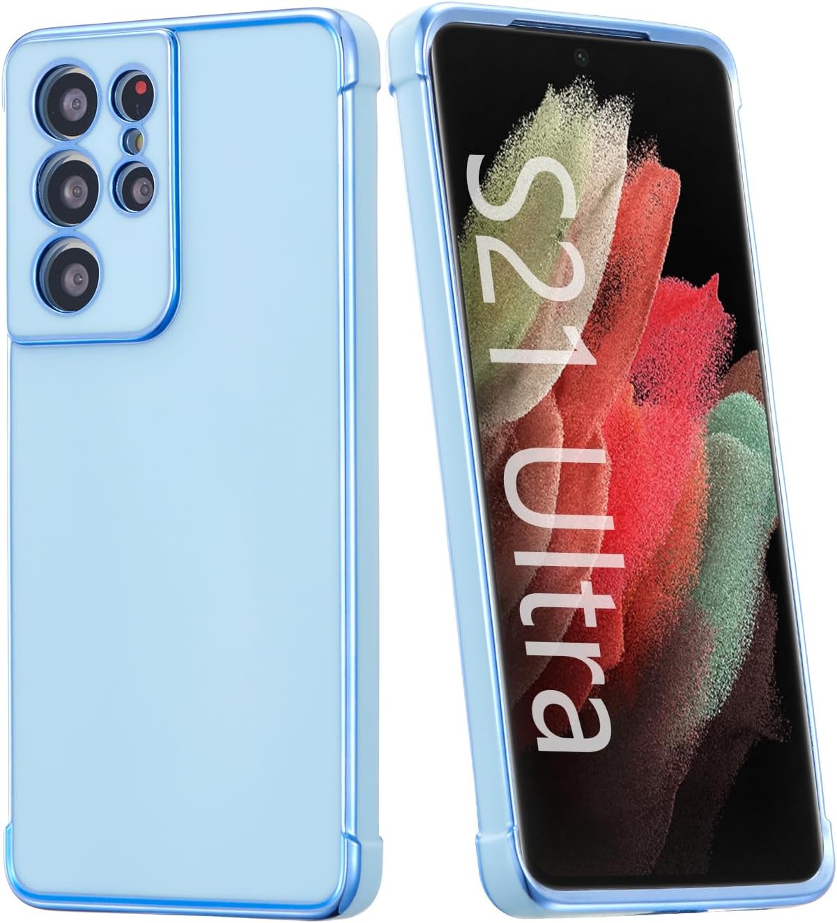 RALEAVO Funda para Samsung Galaxy S21 Ultra, cubierta de lujo con revestimiento de lujo, delgada, ligera, brillante, carcasa para teléfono, TPU