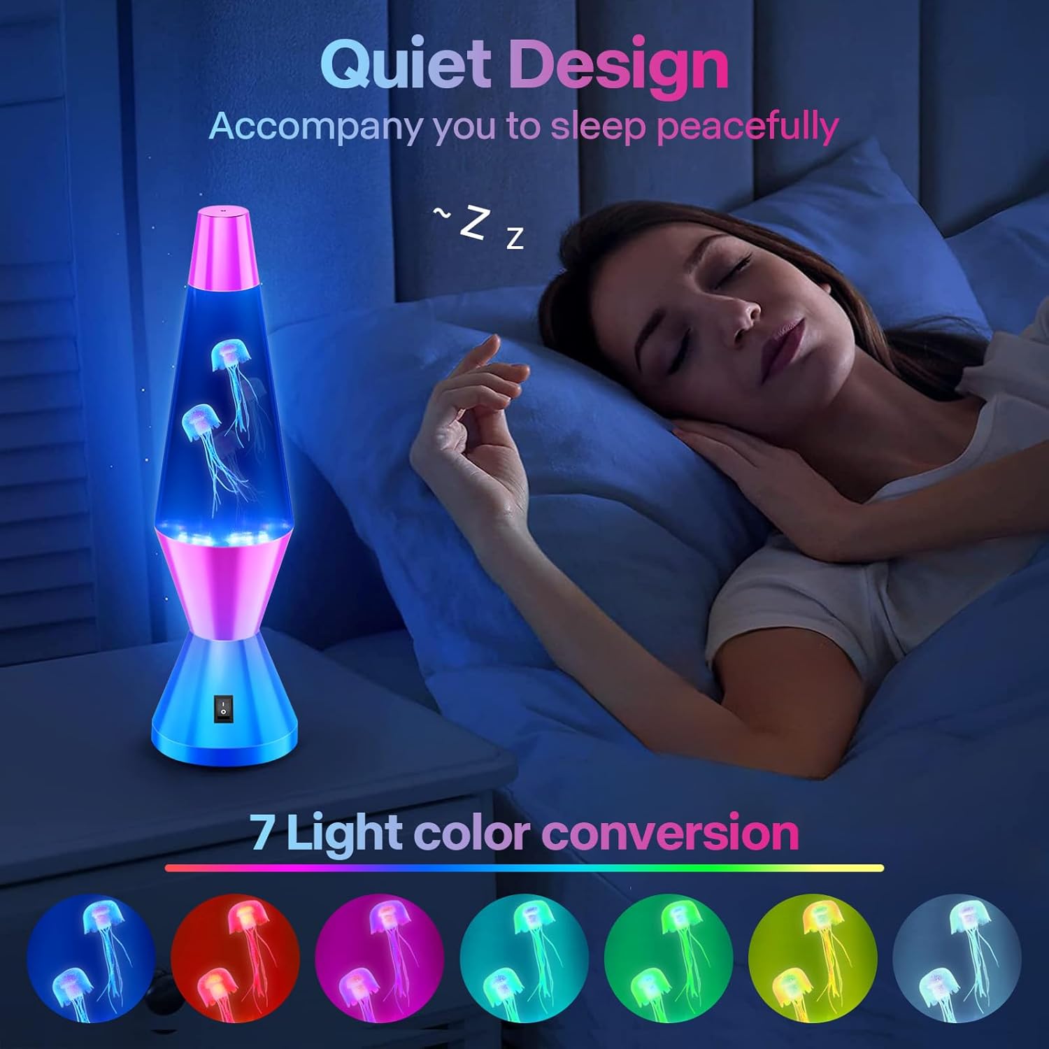 Lámpara de medusa, 7 colores cambiantes de medusas, luz nocturna para mesa de acuario, decoración del hogar, luces LED para sala de estar, oficina,