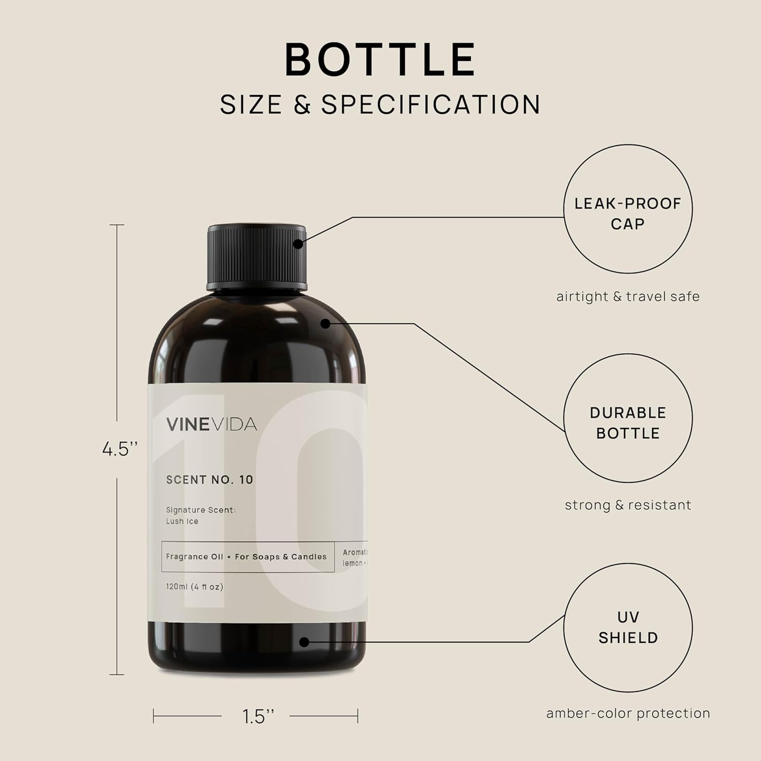 VINEVIDA 4 onzas Aceite de fragancia de hielo exuberante para fabricación de velas para fabricación de jabón, aceites de perfume, velas de soja,