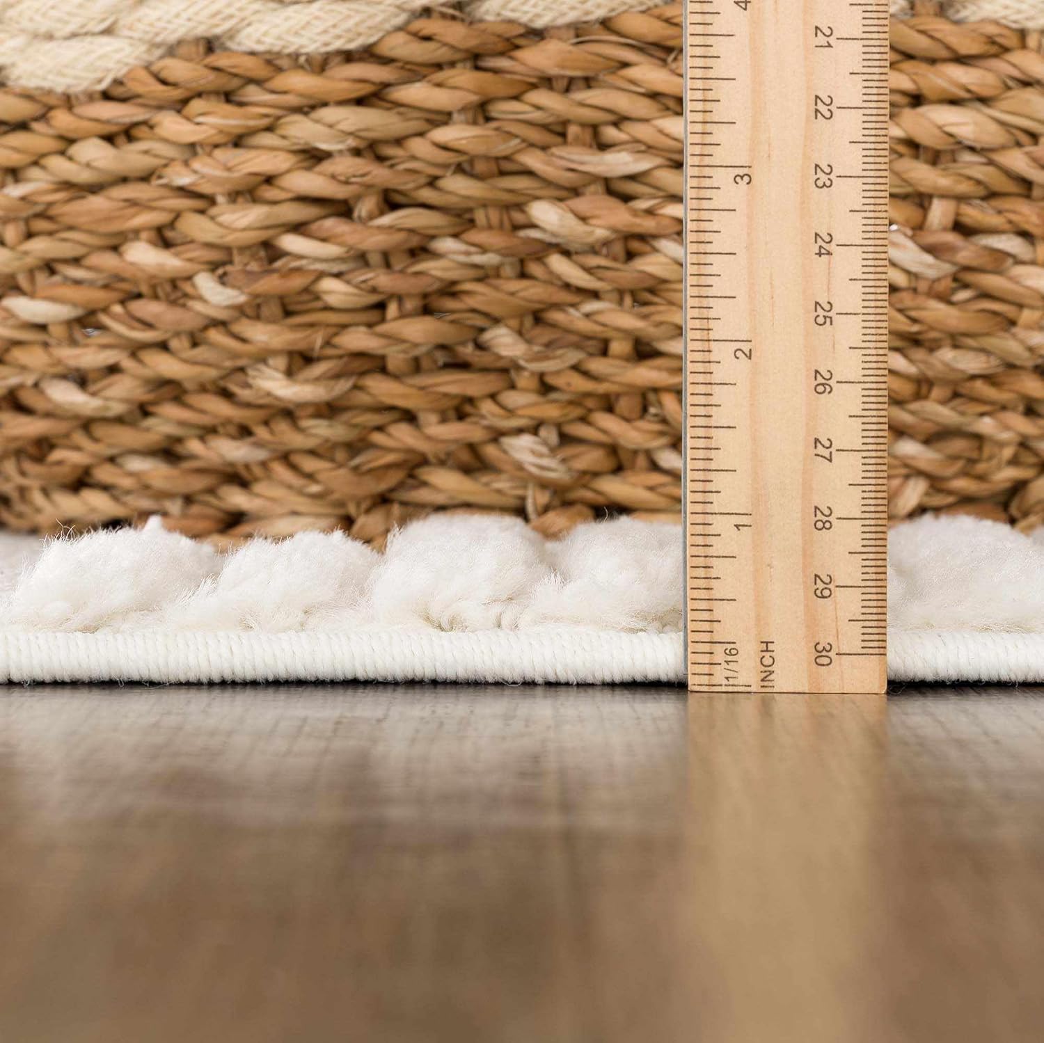 Hauteloom Noah Palimbang – Alfombra suave de pelo largo neutro para sala de estar, dormitorio, pelo de felpa alta y baja, estilo bohemio de granja,
