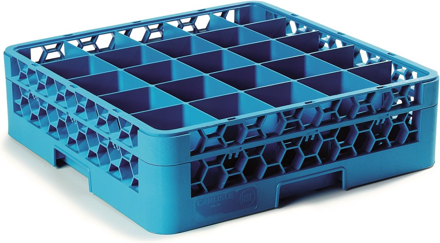 Carlisle FoodService Products Opticlean – Estante de vidrio con 25 compartimentos con 1 extensor, azul, 5.56 pulgadas