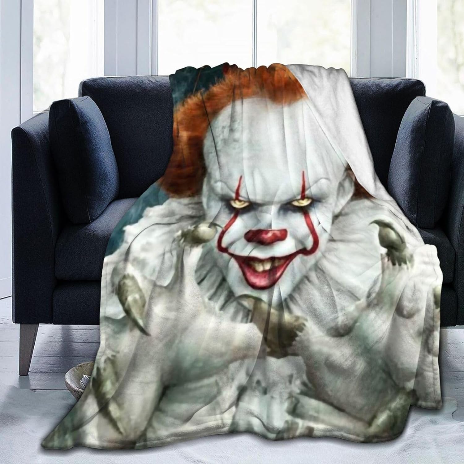 Manta de lujo de payaso, manta cálida de franela suave para sala de estar, sofá, dormitorio, decoración de regalos