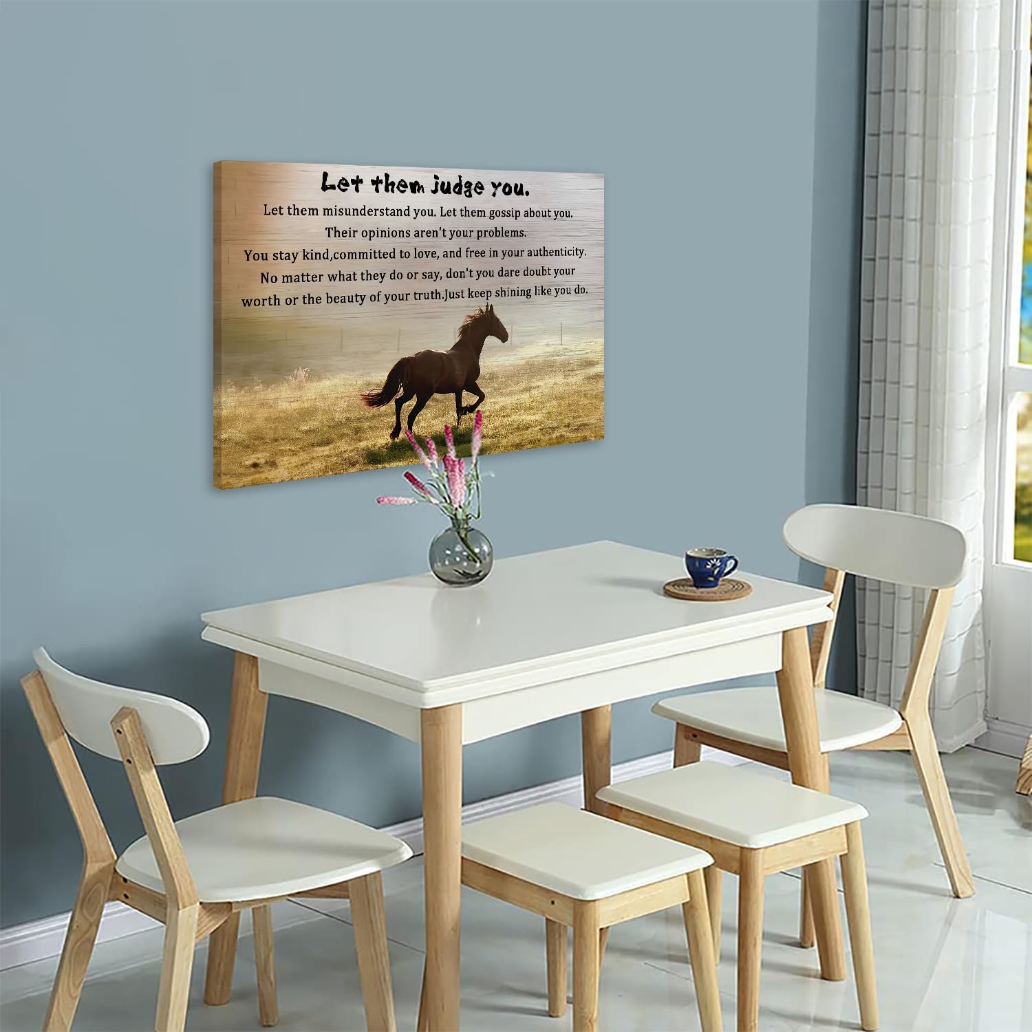Lienzo impreso para decoración de pared para el hogar y la oficina, Let Them Judge You Quote Horse Canvas Art Print Painting Picture Christian
