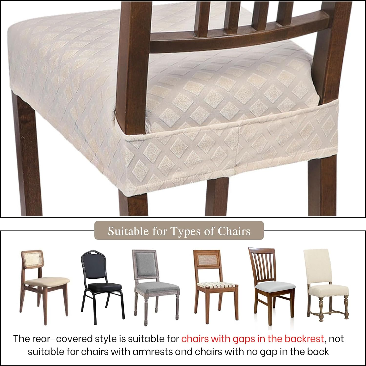SearchI Juego de 6 fundas elásticas de asiento para sillas de comedor, suaves, extraíbles y lavables, para sillas de comedor, fundas protectoras de