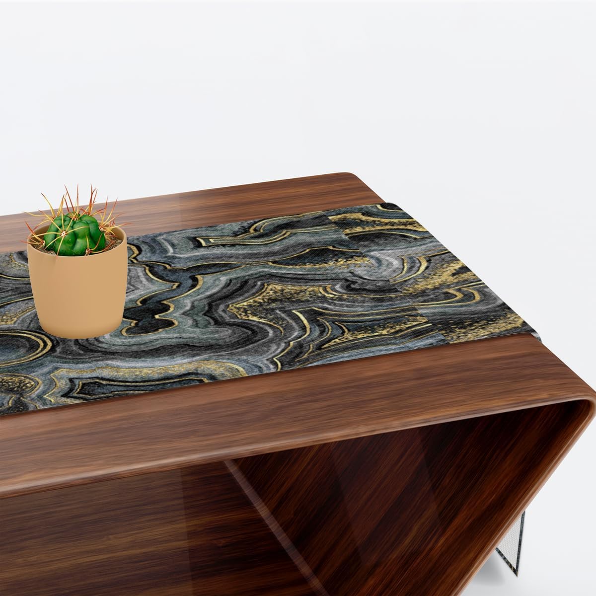 Camino de mesa con textura brillante de mármol, mantel de lino rústico para cocina de granja, cena, eventos, fiesta, decoración de mesa de