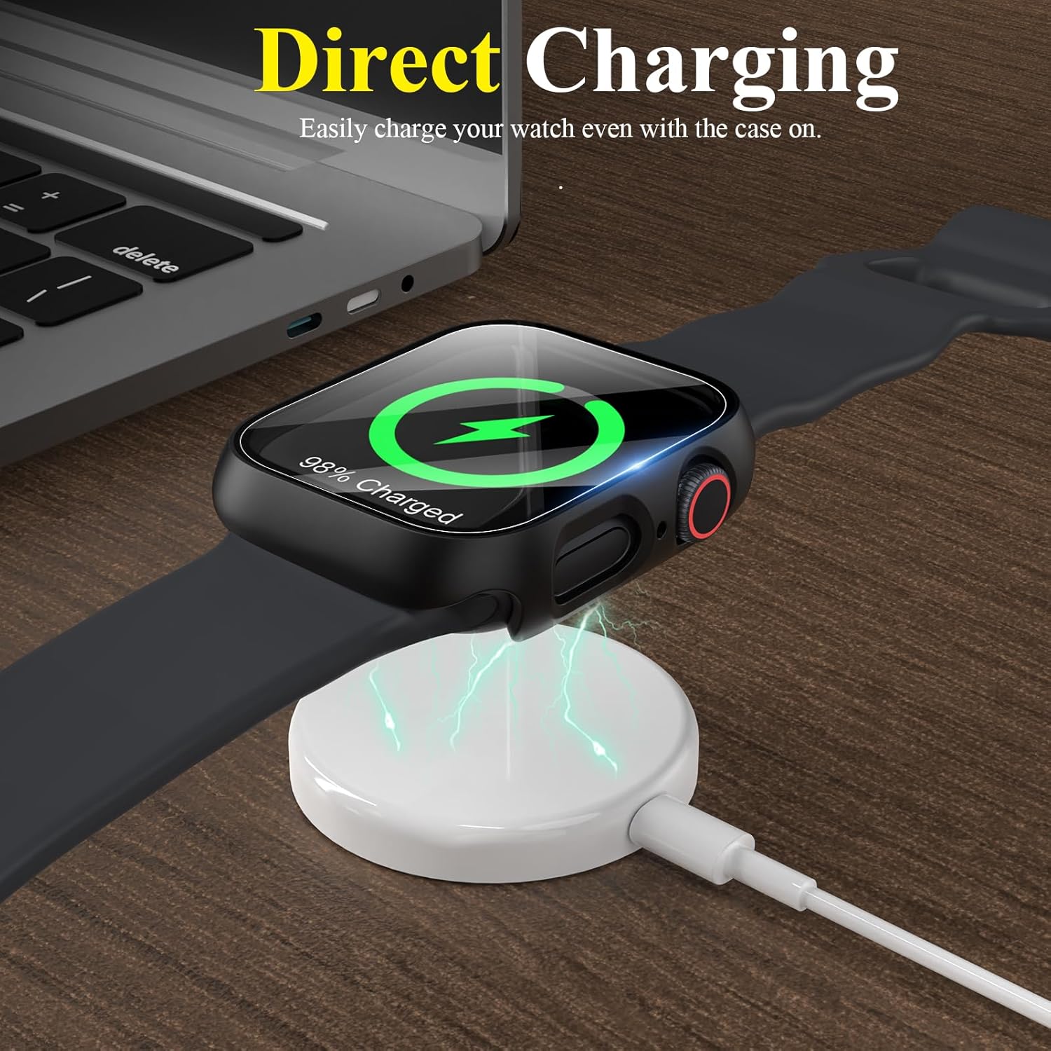 EWUONU – Funda para Apple Watch Series 9, protector de pantalla de 1.614 pulgadas (1.614 in), serie 8 y 7, carcasa rígida de policarbonato duro de