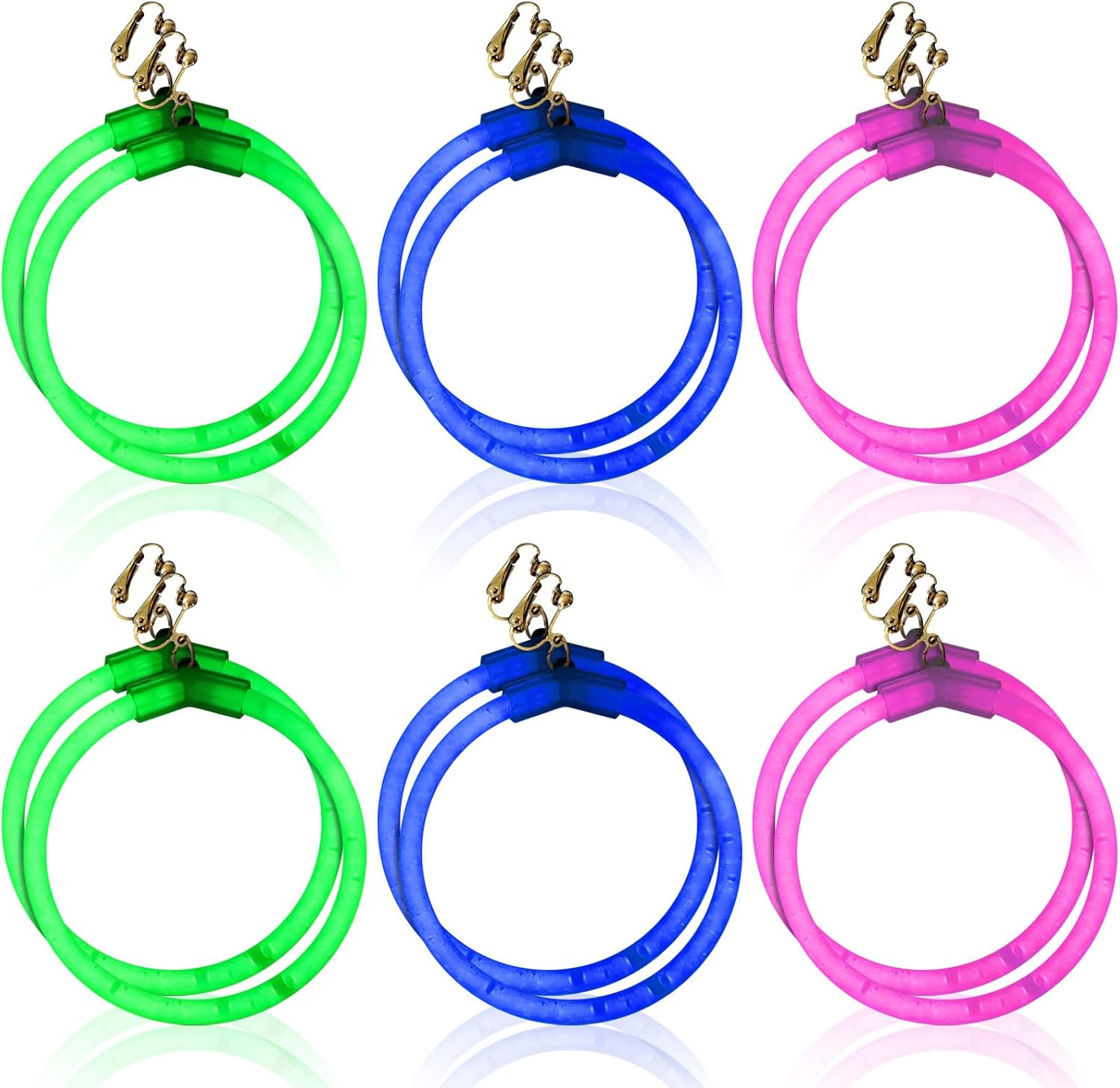 Paquete de 12 aretes de aro que brillan en la oscuridad, suministros de fiesta de Halloween, decoraciones de fiesta de Halloween, aretes de neón en