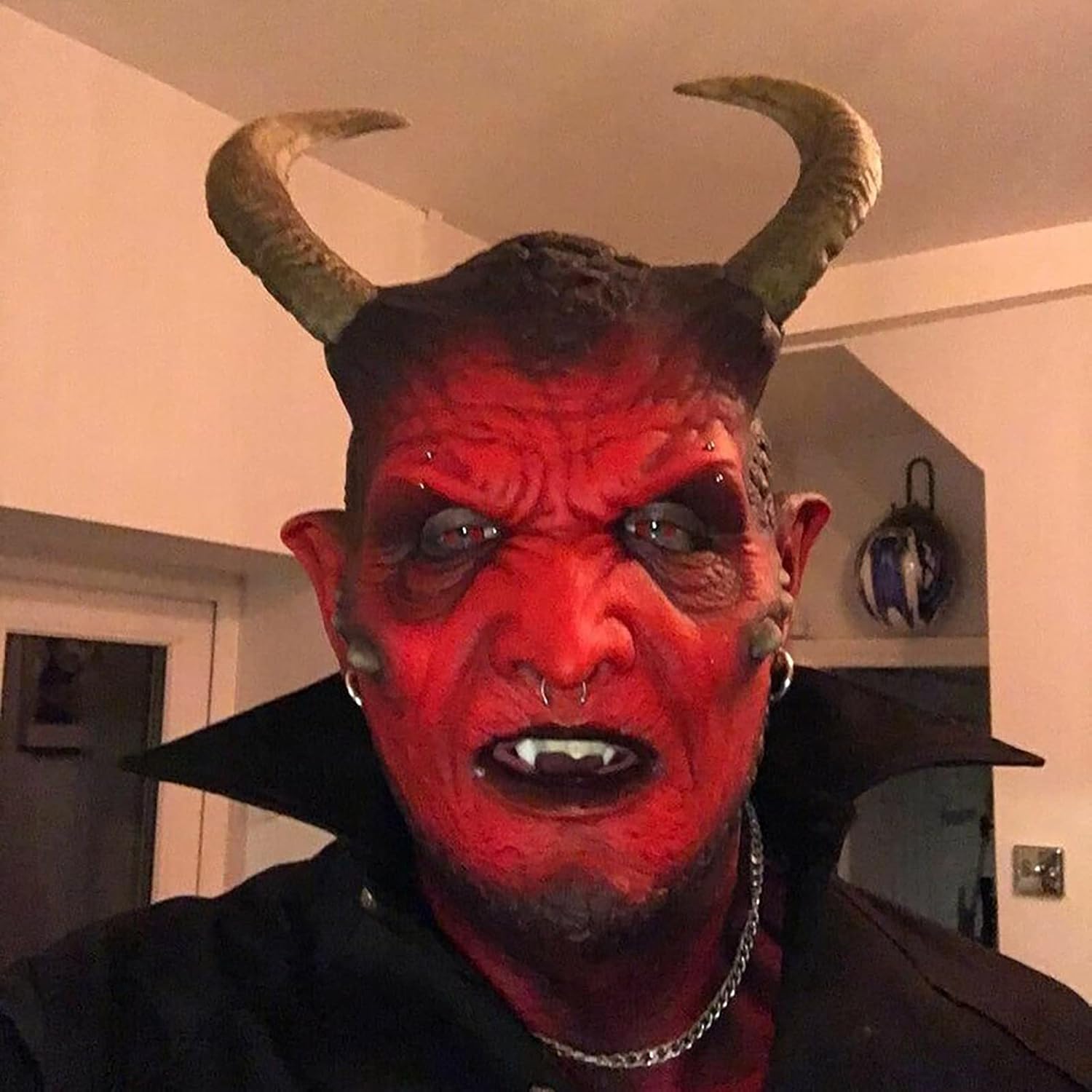 Máscara de diablo, máscara de látex del diablo, decoración de miedo de Halloween, máscara facial de demonio del diablo, máscara de terror para