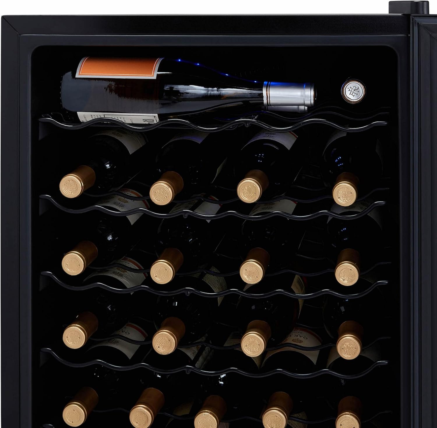 Shadow Series – Refrigerador de vino de 51 botellas, refrigerador de vino con espejo independiente con puerta de vidrio templado de doble capa y