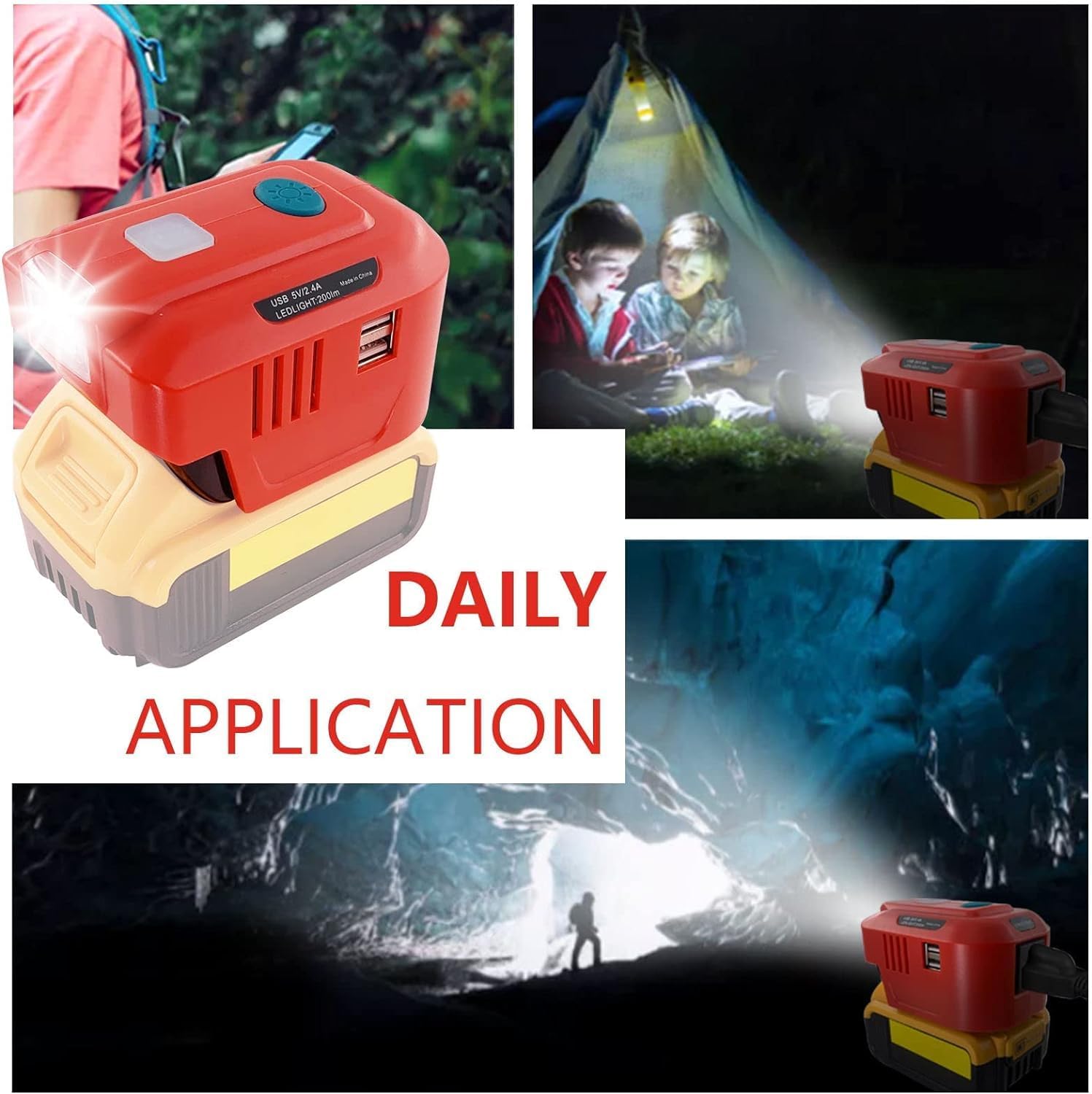 Adaptador de cargador USB Dewalt, para Dewalt inversor alimentado por 150 W, convertidor de 18 V CC a CA 110 V 120 V con luz LED