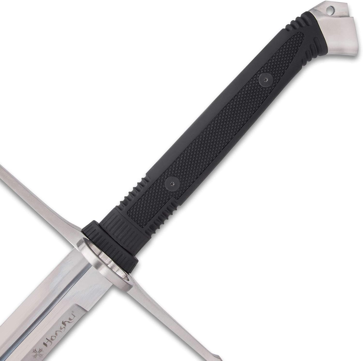 HONSHU Boshin Grosse Messer – Espada y funda de cuero, hoja de acero de alto carbono 1060, mango texturizado TPR, protector cruzado y pomo de acero