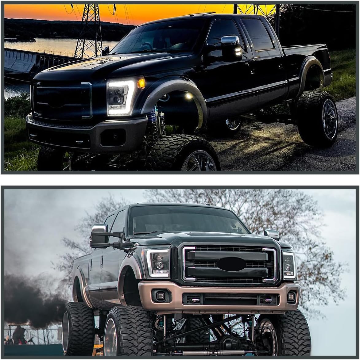 Spec-D Tuning Faros delanteros LED negros compatibles con Ford F250 F350 F450 F550 Super Duty izquierdo + derecho 2011-2016 conjunto de faros