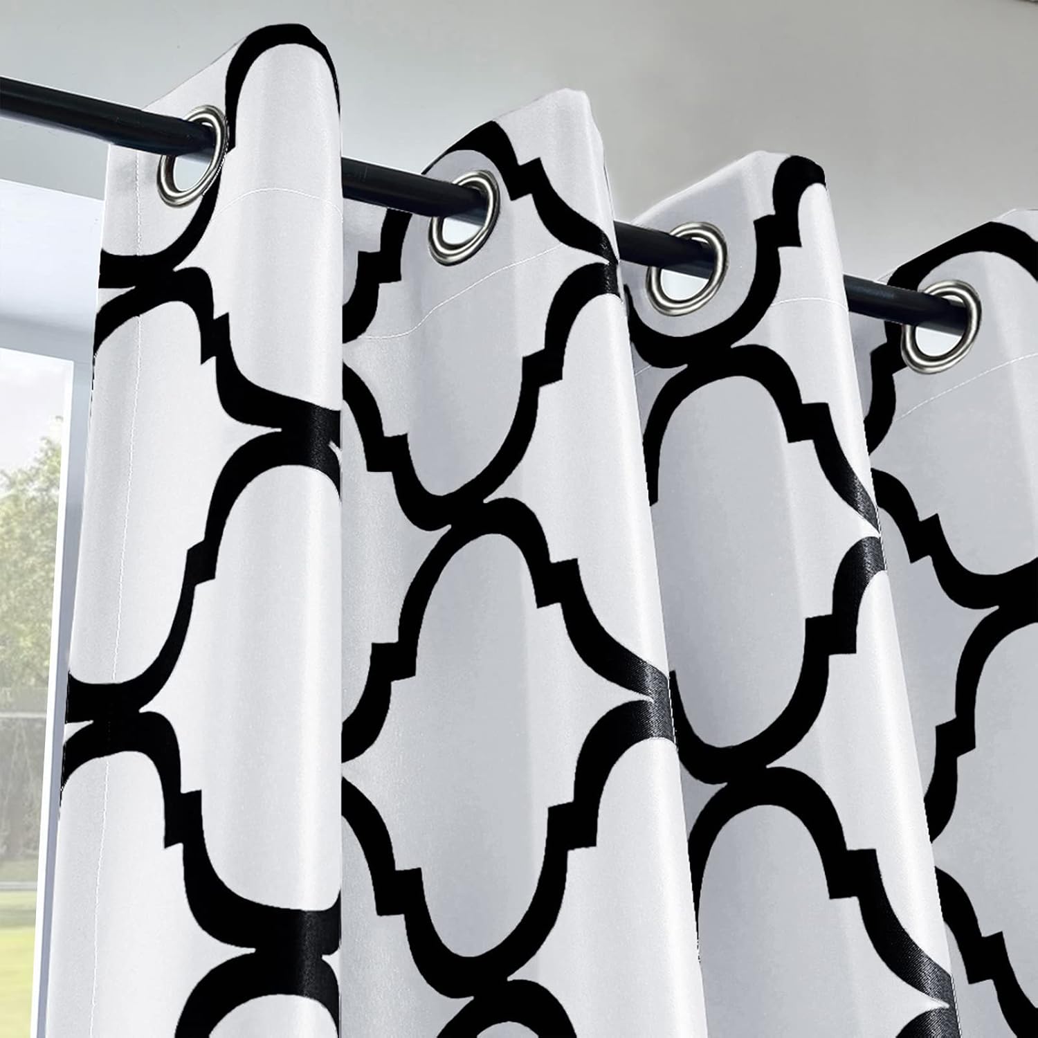 Melodieux Cortina opaca con ojales para oscurecer la habitación, cocina, estilo marroquí, para ventanas pequeñas, 52 x 45 pulgadas, color blanco