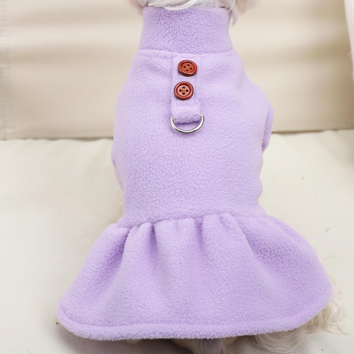 Suéter para perros pequeños, vestido de forro polar para perro con anillo en D, ropa para perro de otoño e invierno, suéter cálido para cachorros,