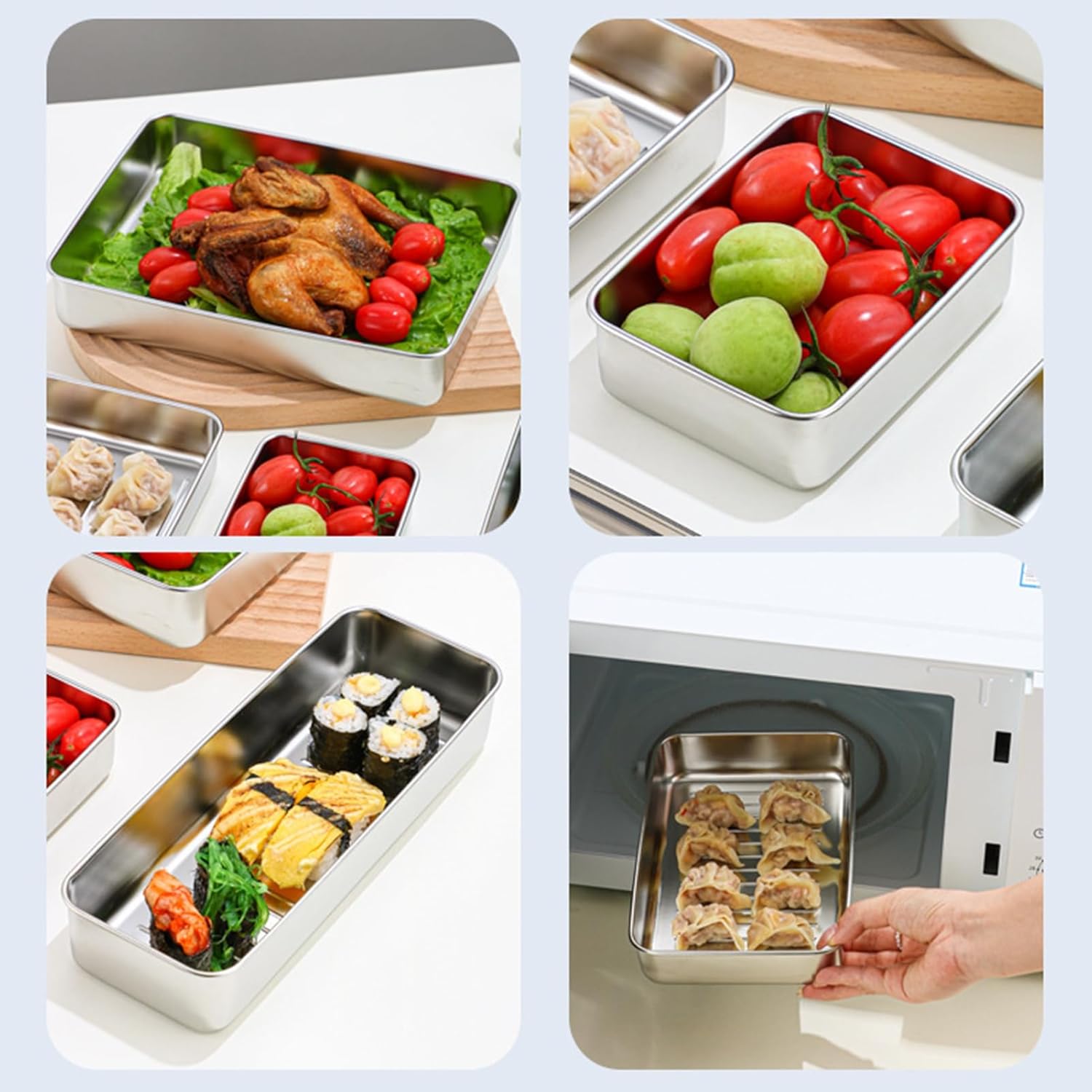 Recipiente de tocino para refrigerador, 1000ML2000ML800ML400ML Crisper Box 304 Recipientes herméticos de almacenamiento de carne con tapas con base